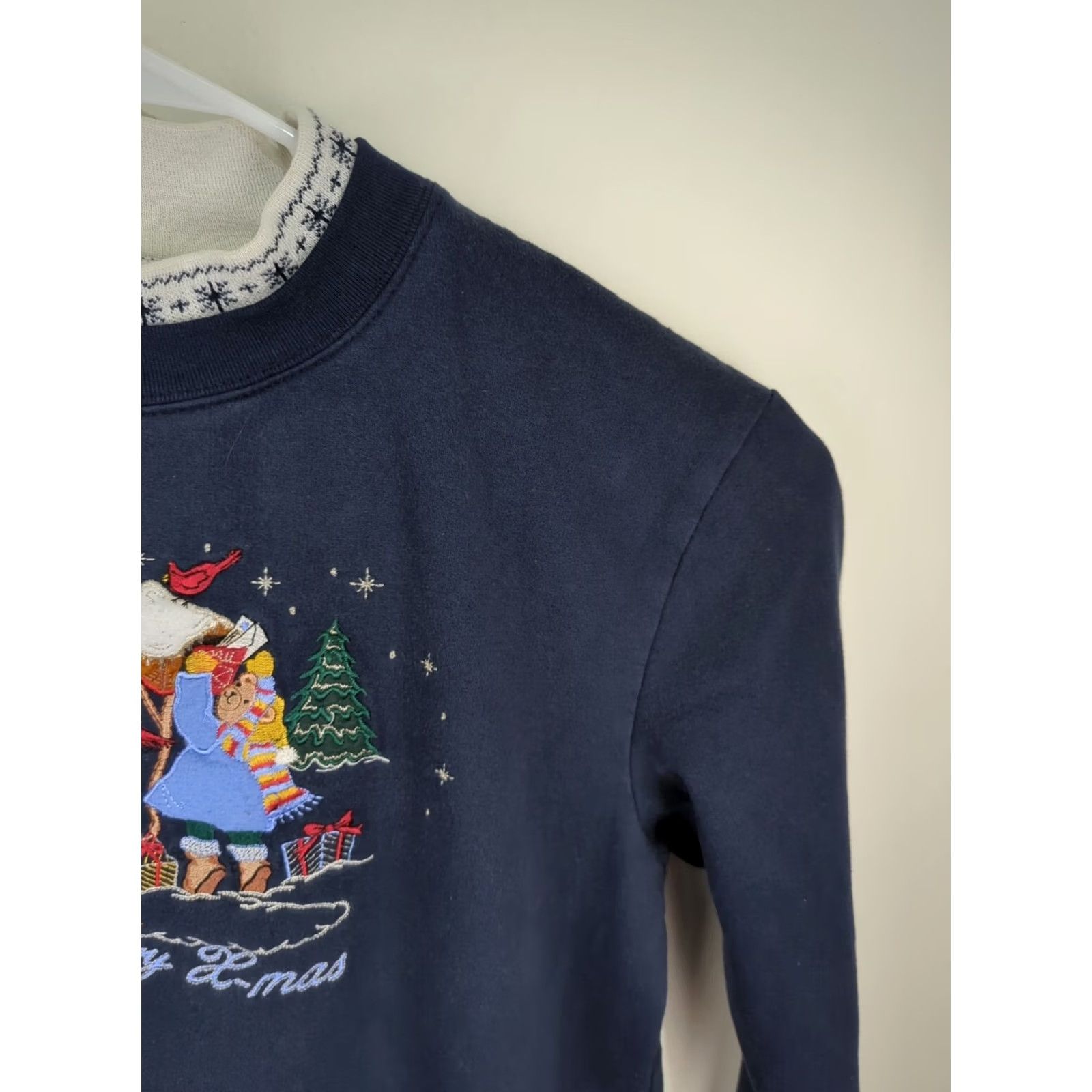 Vintage Bobbie Brooks Embroidered Large Beary Christmas Sweatshirt Pullover Size L / US 10 / IT 46 - 5 Thumbnail