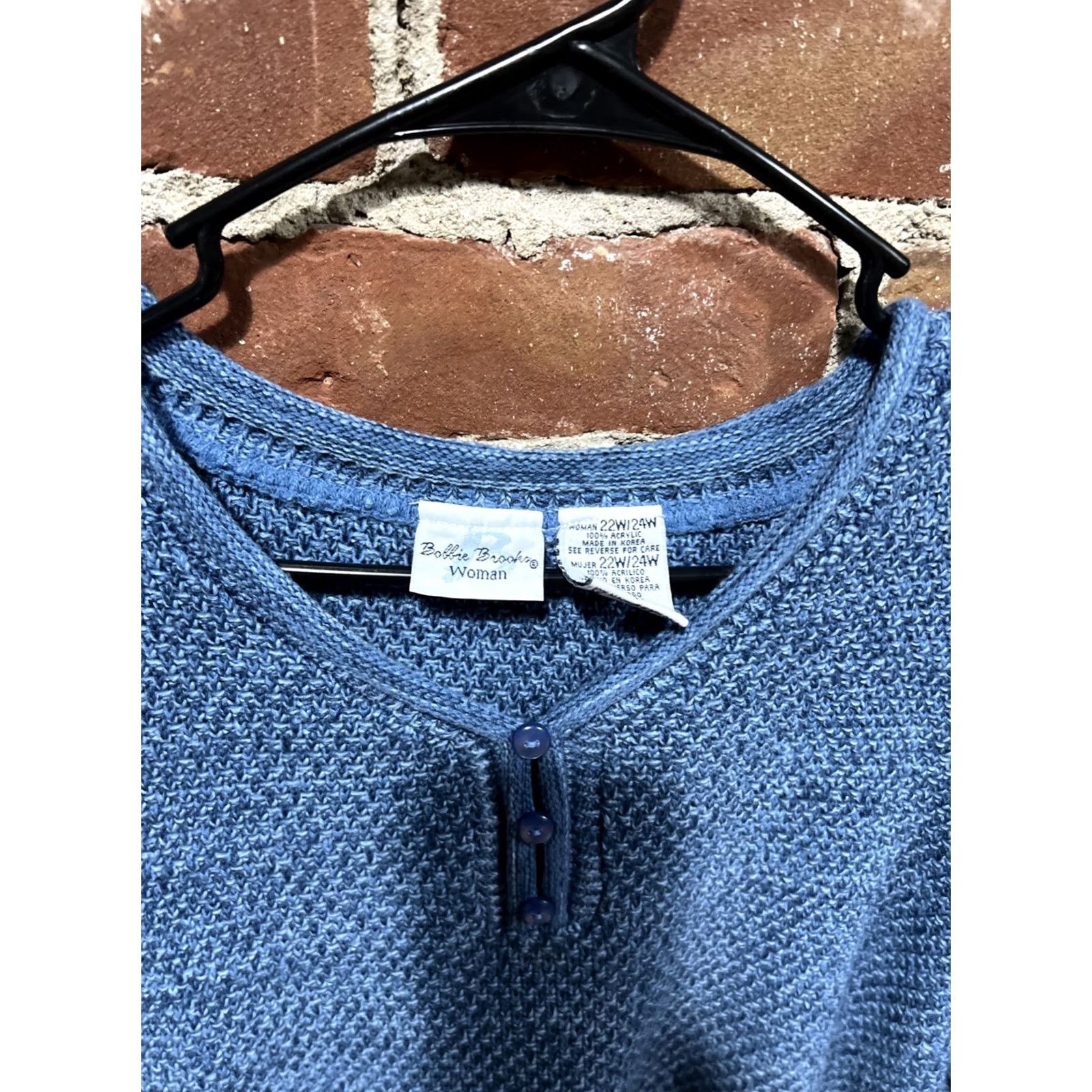 Vintage VINTAGE Bobbie Brooks Womens Plus Size Knit Sweatshirt 22/24 Blue Raglan Sleeve V-Neck Pullover Lightweight 28” Pit to Pit 28” Length Men/Women? Size 3XL / US 20-22 - 2 Thumbnail