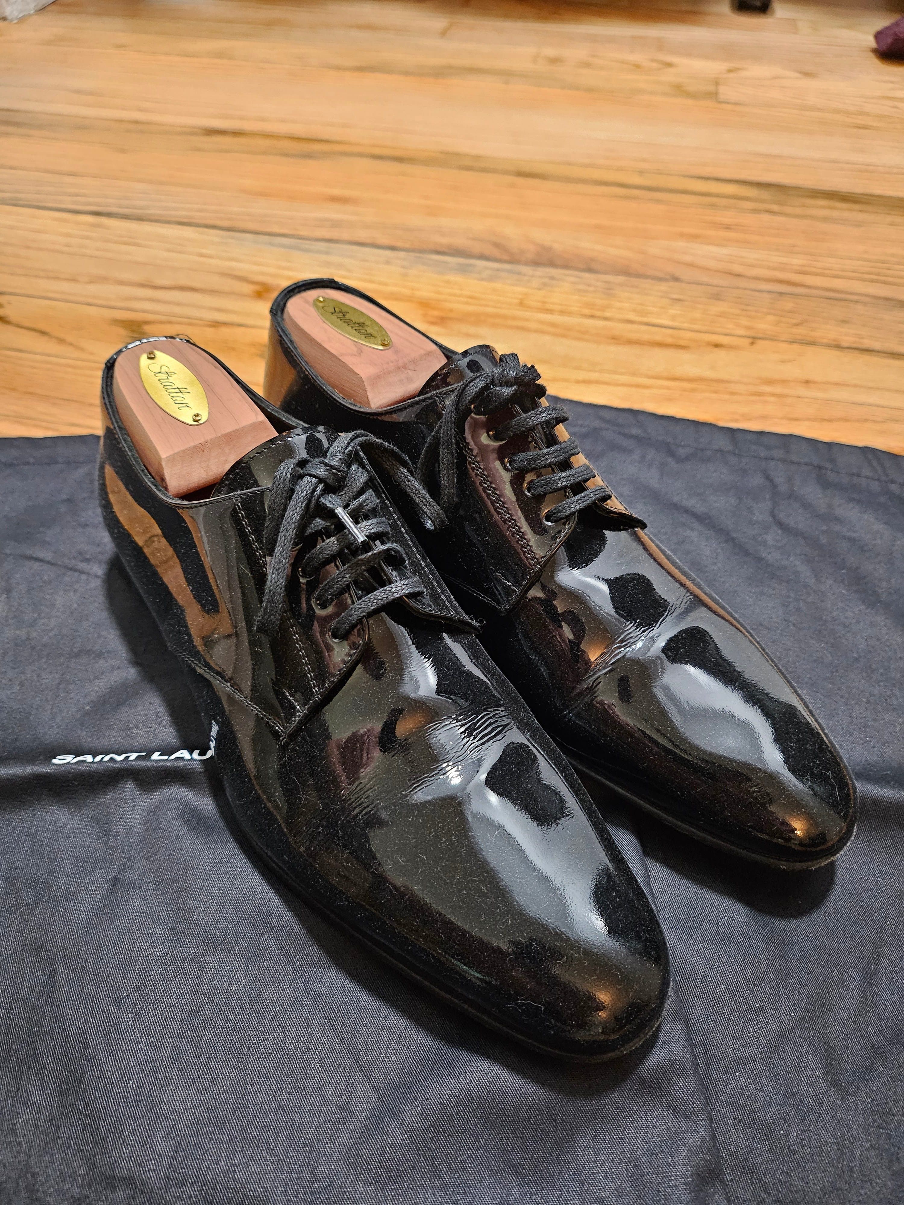Saint Laurent Paris Saint Laurent Black Patent Leather Derby Dress Shoes EU 41 Size US 8 / EU 41 - 1 Thumbnail