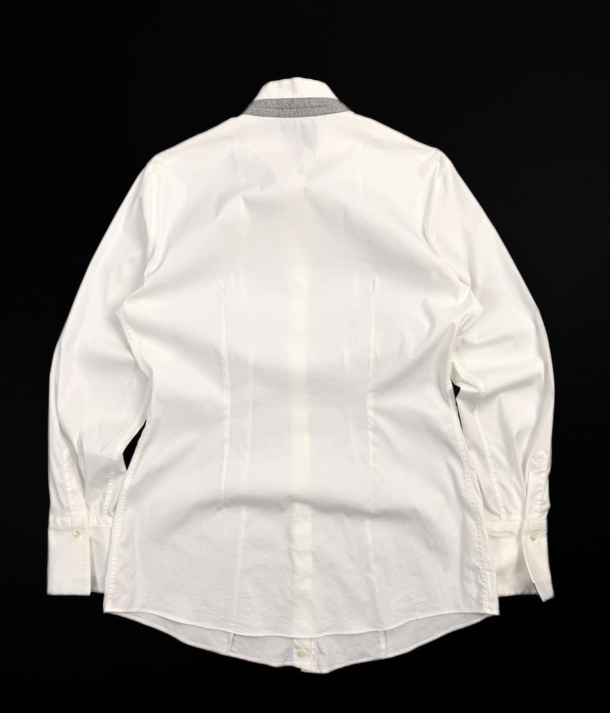 Brunello Cucinelli Brunello Cucinelli Womens White Cotton Blend Shirt Silk Trim Size XL / US 12-14 / IT 48-50 - 3 Thumbnail