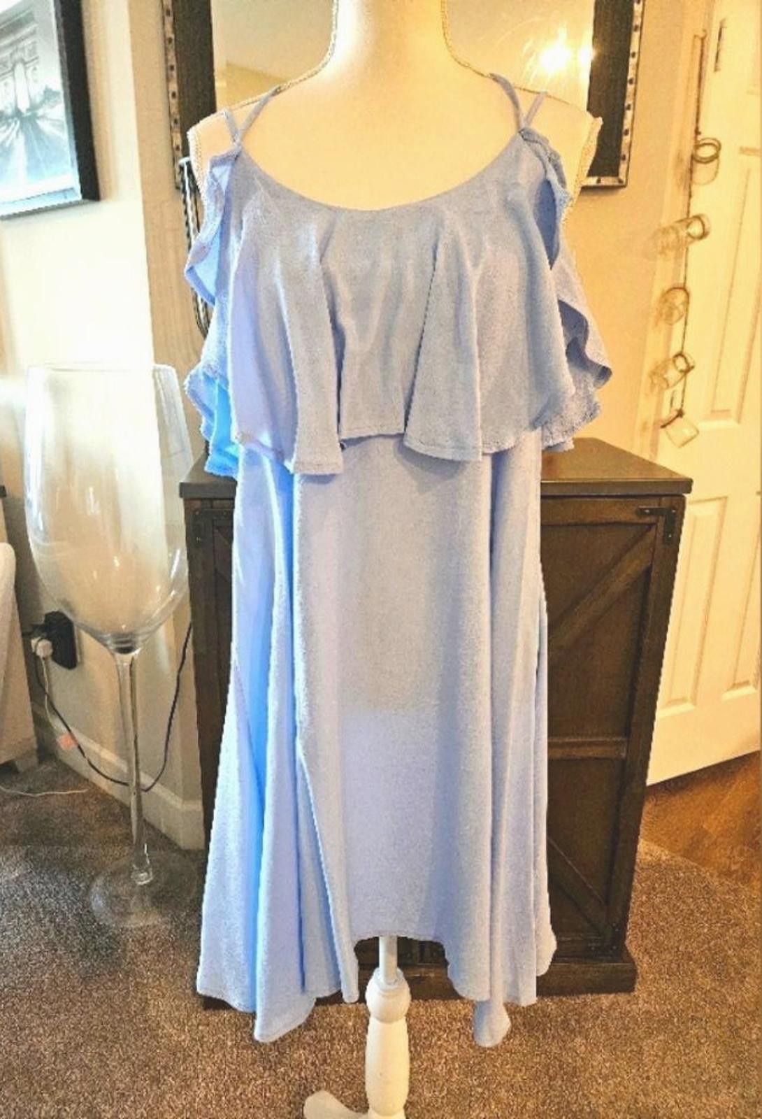 Designer A. Peach Stylish Cold Shoulder Dress - Light Blue # 53 Size M / US 6-8 / IT 42-44 - 1 Thumbnail