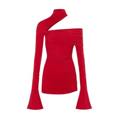 Image of Mugler O1Mle0524 Jersey Turtleneck Dress In Red, Women's (Size Small)