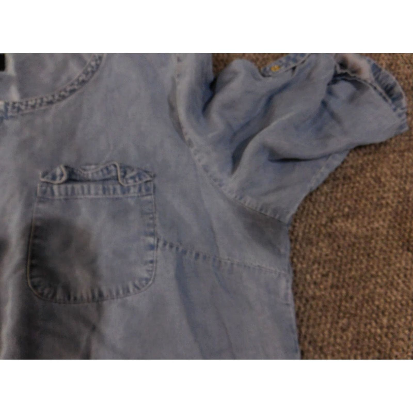 Jones New York Jones New York blouse Womens XL blue denim zip pocket Cap Sleeve V-Neck 3/4 Sleeve Regular Stretch Pockets Classic Size XL / US 12-14 / IT 48-50 - 5 Thumbnail