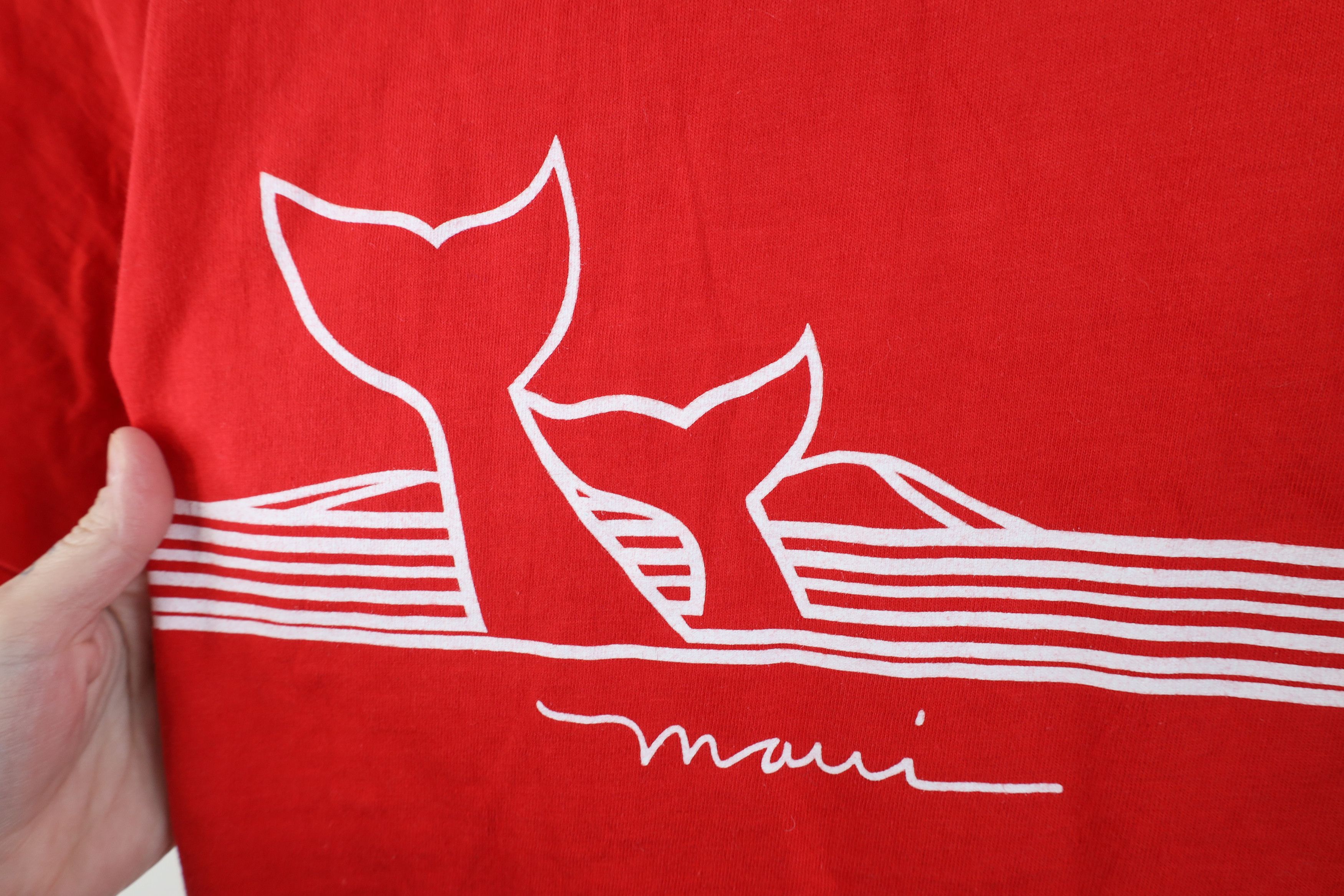 Vintage Vintage 70s Streetwear Maui Hawaii Whale T-Shirt Red USA Size M / US 6-8 / IT 42-44 - 4 Thumbnail