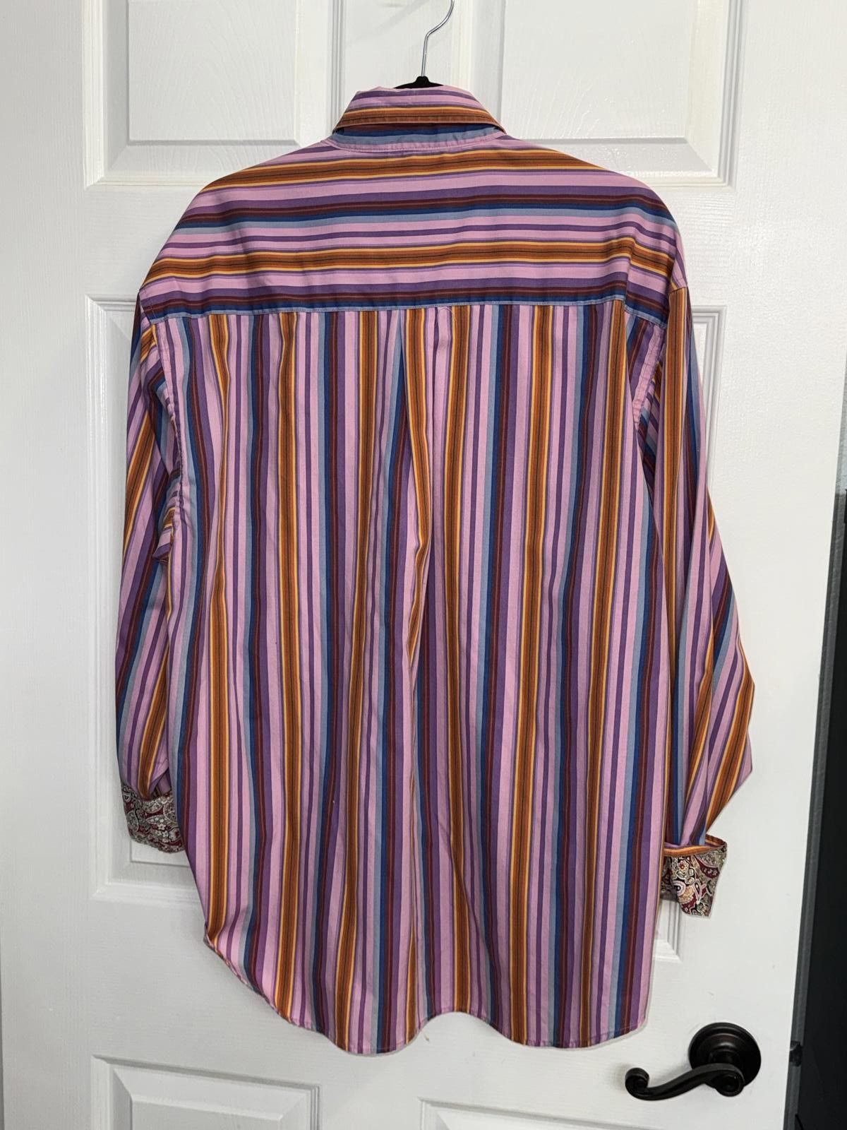 Brooklyn Xpress Brooklyn Xpress Long Sleeve Pink and Purple Striped Shirt L Size US L / EU 52-54 / 3 - 2 Thumbnail