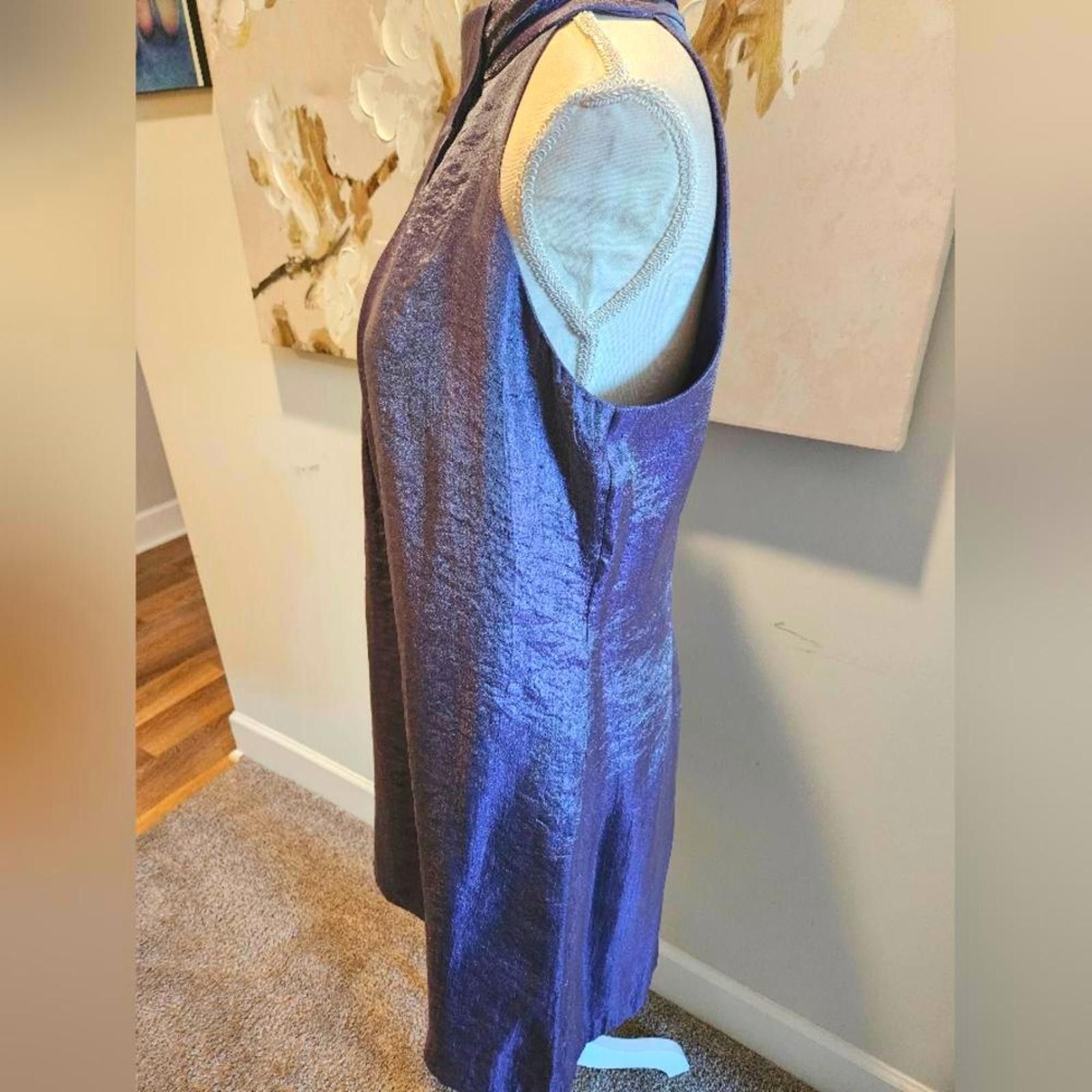 Designer I,N, Studio Purple Sheen Fabric Halter Neck Dress Size M / US 6-8 / IT 42-44 - 2 Thumbnail
