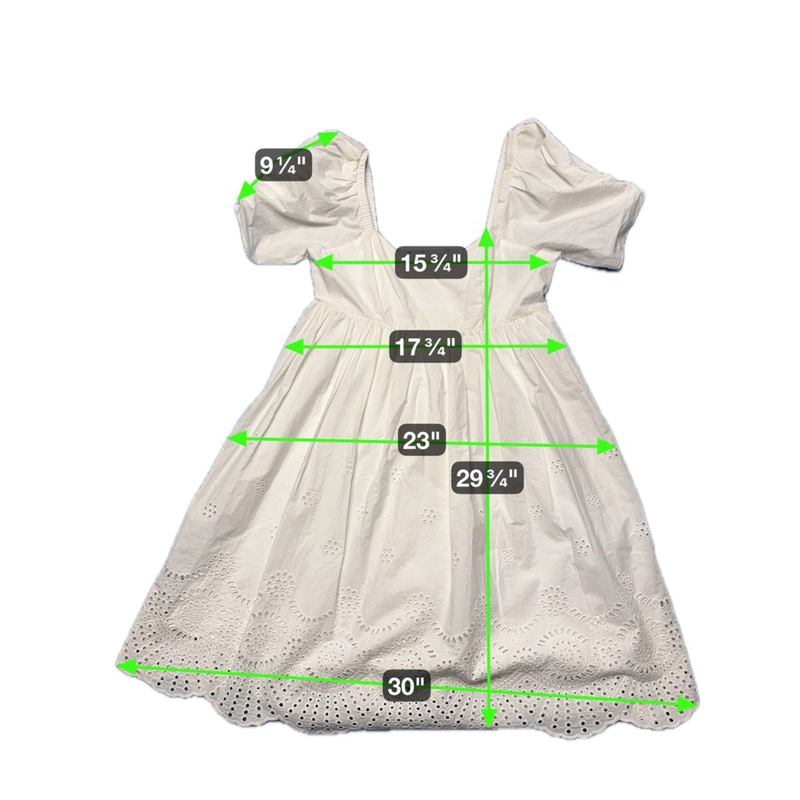 Adrianna Papell Adrianna Papell White Eyelet Puff Sleeve Dress – Size 8 Size M / US 6-8 / IT 42-44 - 2 Thumbnail