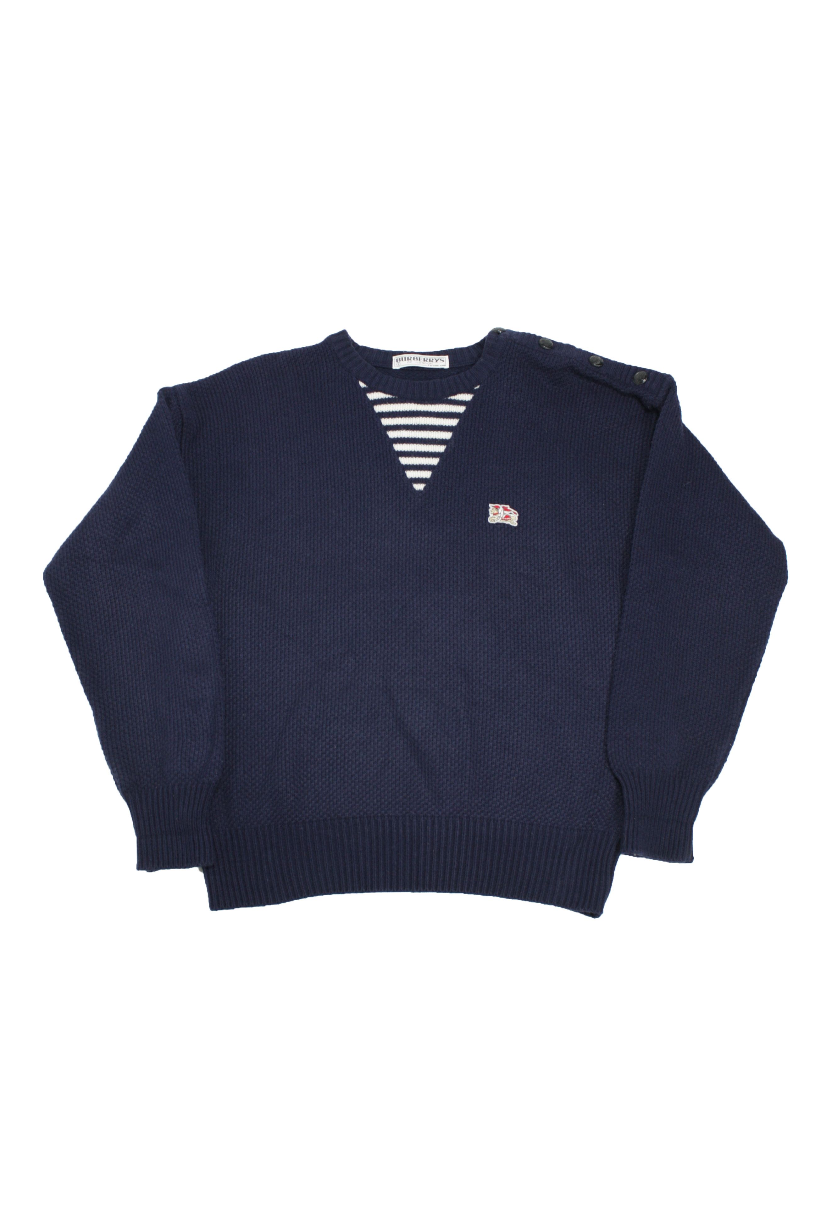 Burberry × Vintage Burberrys 90s Vintage Sailor Naval Knitted Pullover Sweater Size L / US 10 / IT 46 - 1 Thumbnail