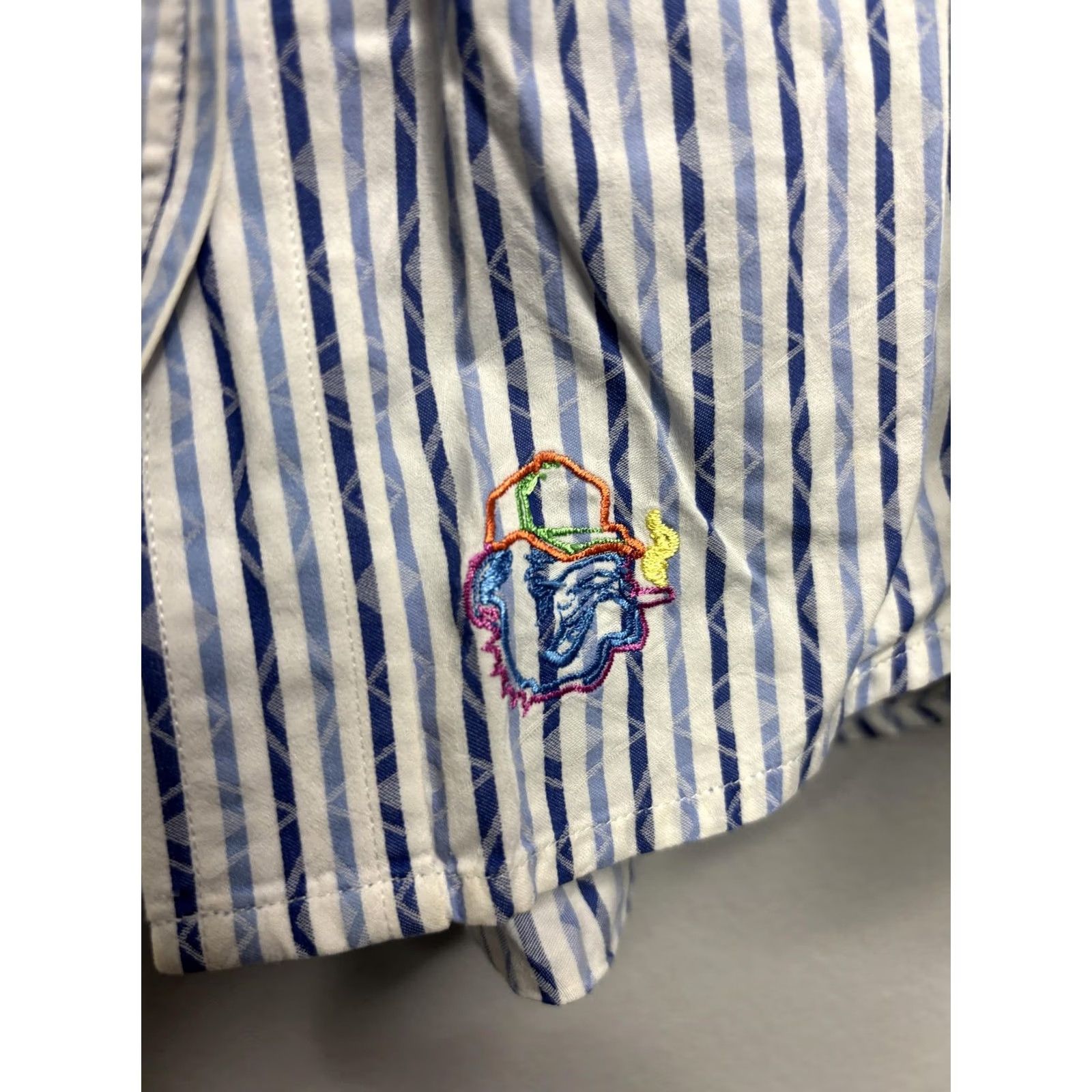 Robert Graham Robert Graham Shirt Mens XL Blue White Stripe Embroidered Bulldog Size US XL / EU 56 / 4 - 6 Thumbnail