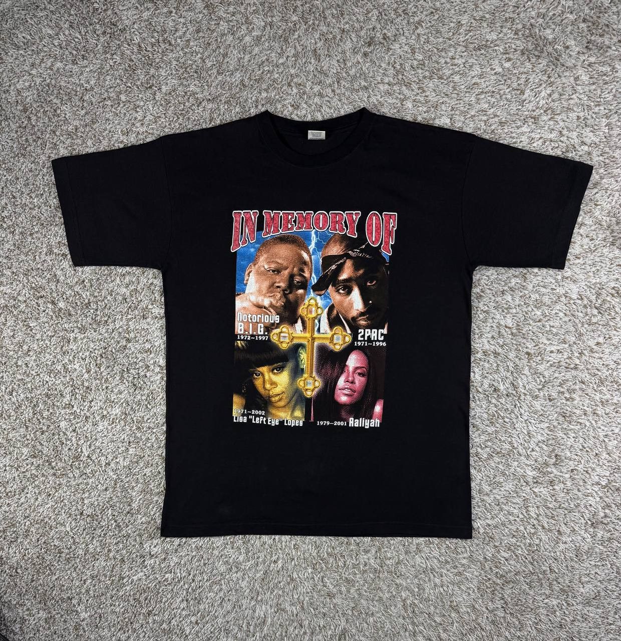 Vintage Y2K Hip Hop Memorial 2Pac Notorious B.I.G. Aaliyah Left Eye Size US XL / EU 56 / 4 - 1 Thumbnail