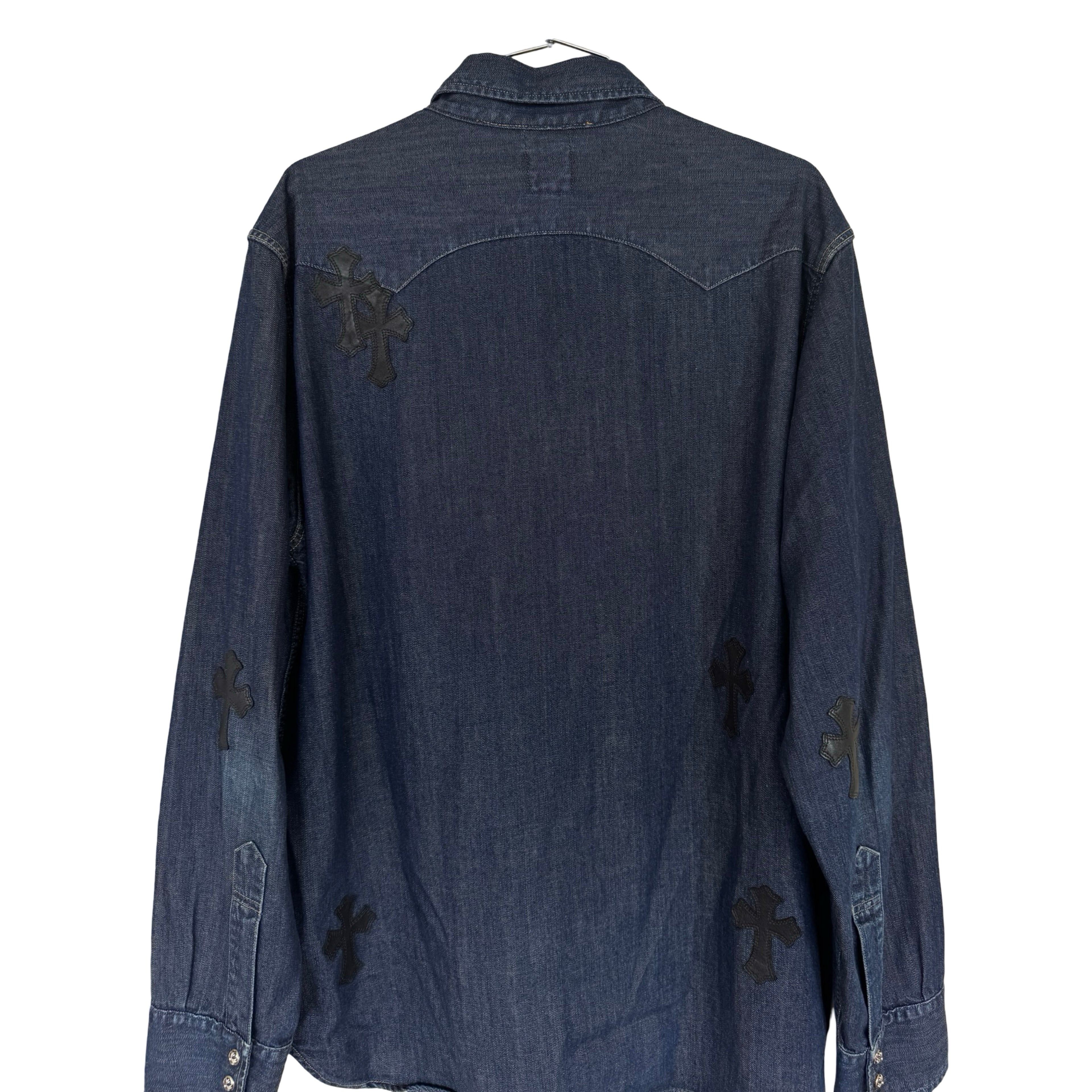 Chrome Hearts CH Levis Dark Blue Denim Shirt With Patches Size US XL / EU 56 / 4 - 9 Thumbnail
