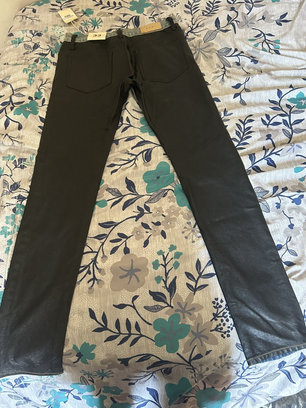 MNML MNML Jeans Mens 33 Denim & Faux Leather 2 Sided Skinny Pants Size US 33 - 1 Thumbnail