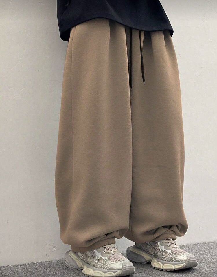 Japanese Brand Wide-Leg Baggy Fleece Sweatpants Oversized Joggers Size US 32 / EU 48 - 3 Thumbnail