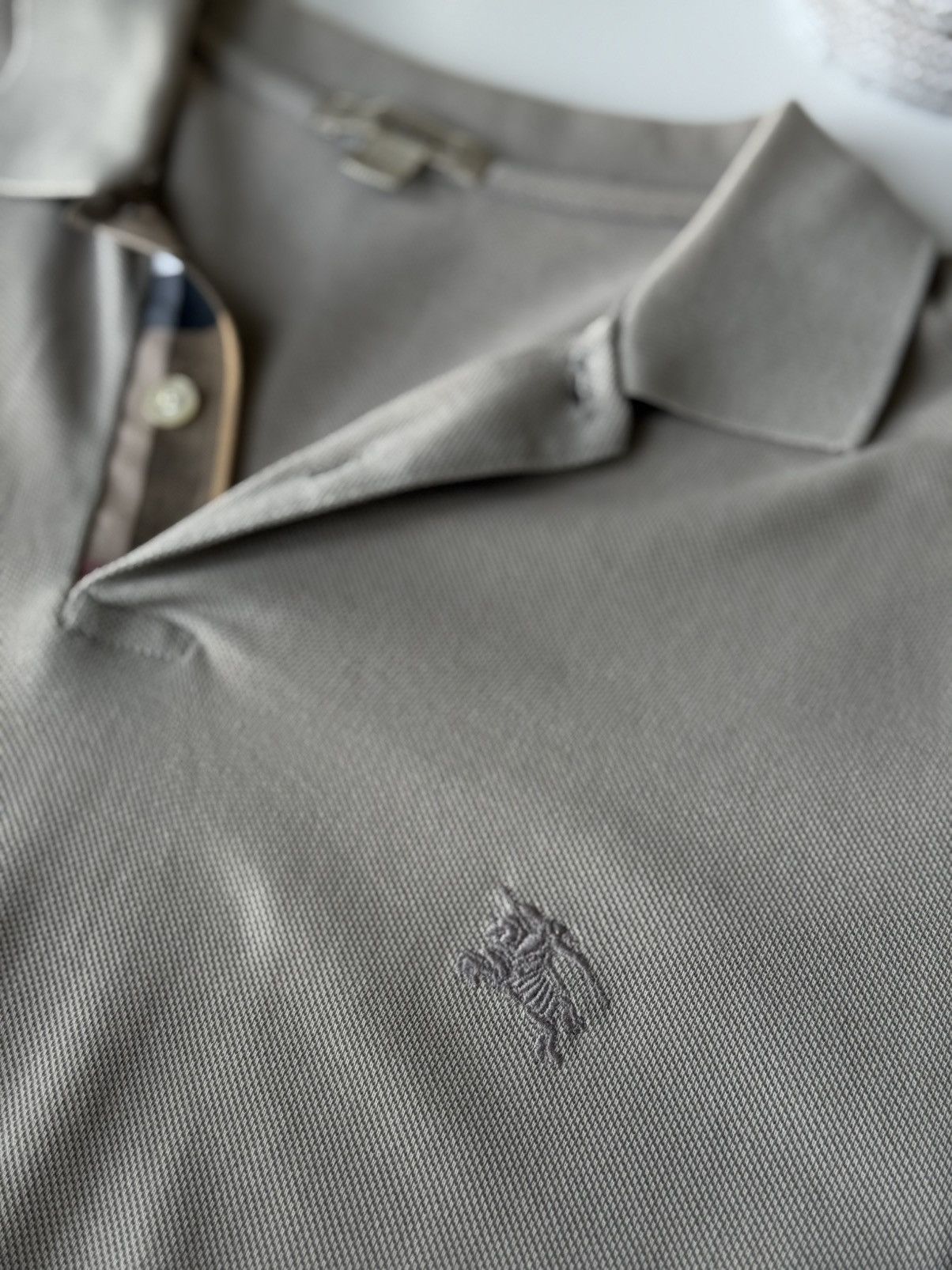 Burberry Burberry Label Men Embroidery Logo Polo Tee Gray Size US L / EU 52-54 / 3 - 9 Thumbnail