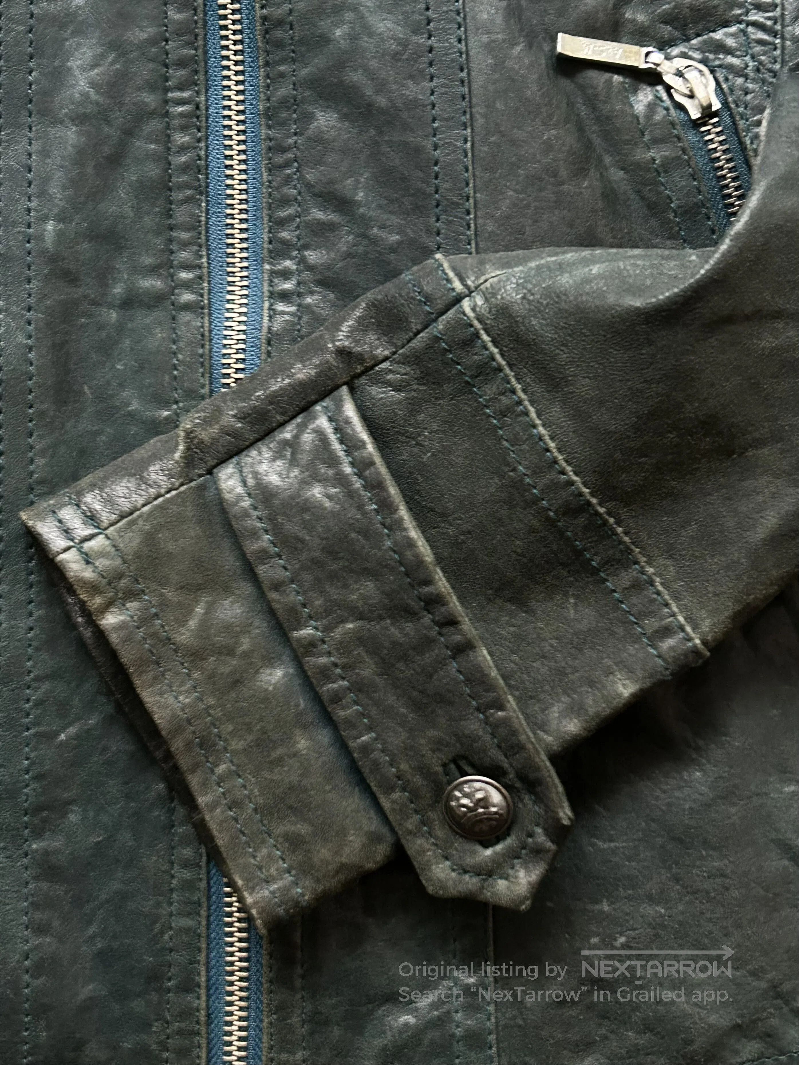 Japanese Brand detachable fur collar distressed leather jacket. Size US M / EU 48-50 / 2 - 4 Thumbnail