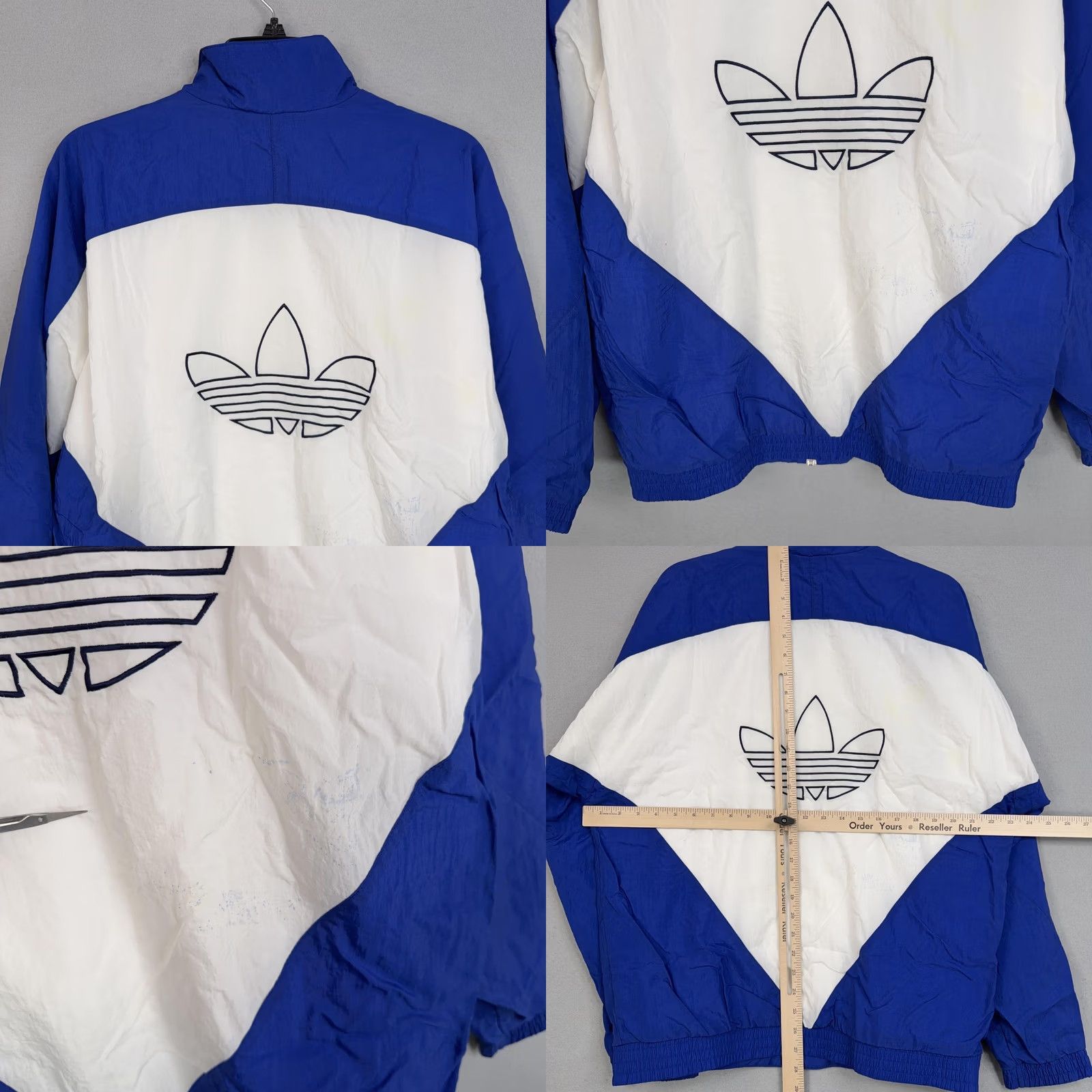 Adidas adidas Jacket Mens Medium Blue White Full Zip Track Trefoil Logo Windbreaker Size US M / EU 48-50 / 2 - 8 Thumbnail