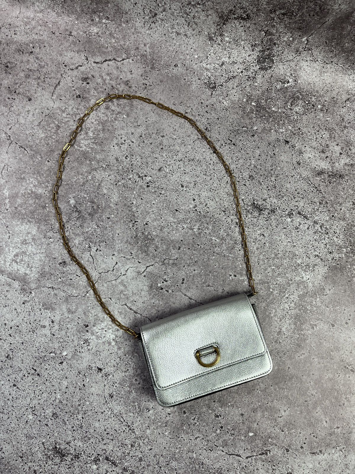 Burberry Metallic Silver D-Ring Leather Chain Small Shoulder Bag Size ONE SIZE - 1 Thumbnail