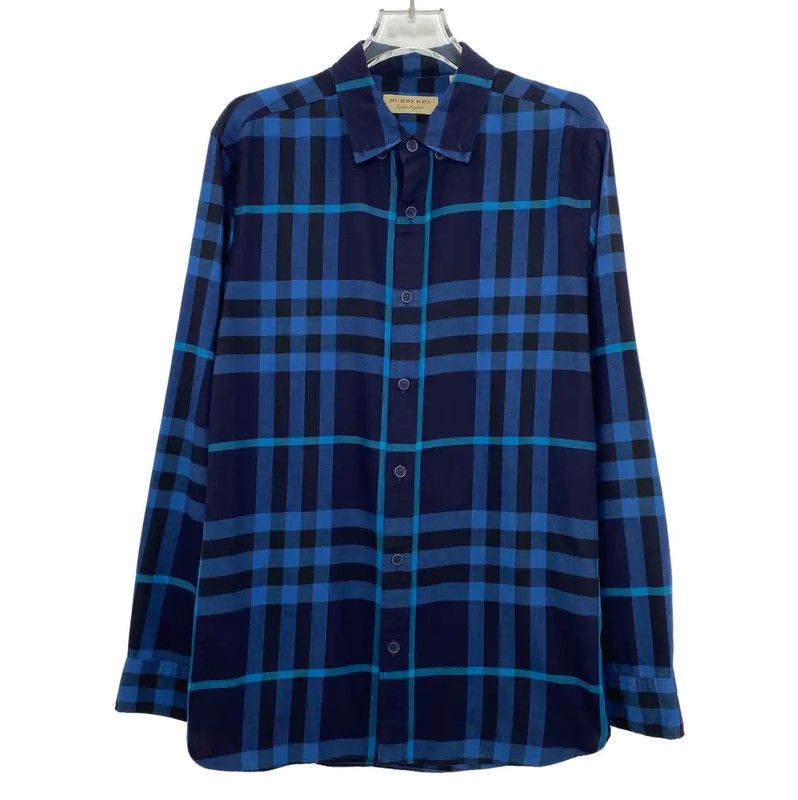 Burberry Burberry Blue Cotton Long Sleeve Shirt Size US M / EU 48-50 / 2 - 1 Thumbnail
