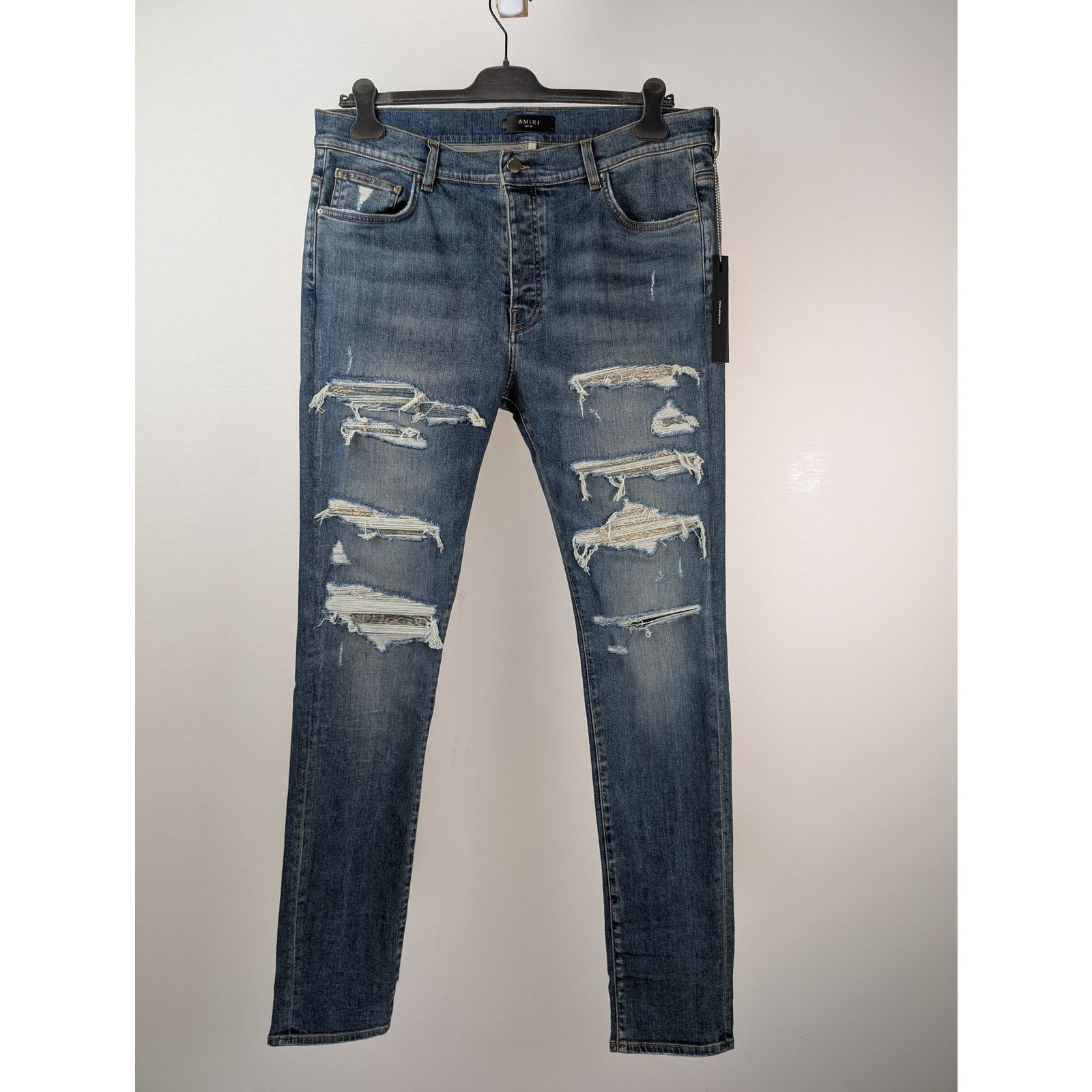 Amiri o1rshd1 Bandana Jacquard Jean in Crafted Indigo Blue Size US 29 - 8 Thumbnail