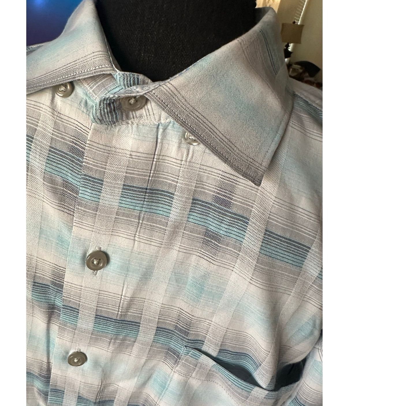 Tommy Bahama Tommy Bahama Blue Gray Plaid Lightweight Button Up Shirt Size US M / EU 48-50 / 2 - 3 Thumbnail