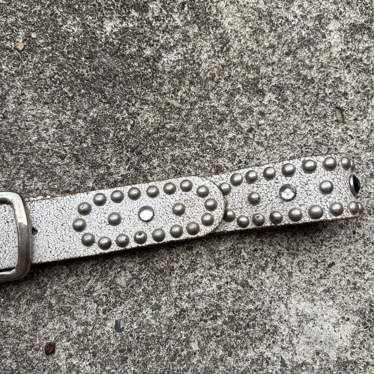 Vintage Vintage studded leather belt white (Kapital Style) Size ONE SIZE - 6 Thumbnail
