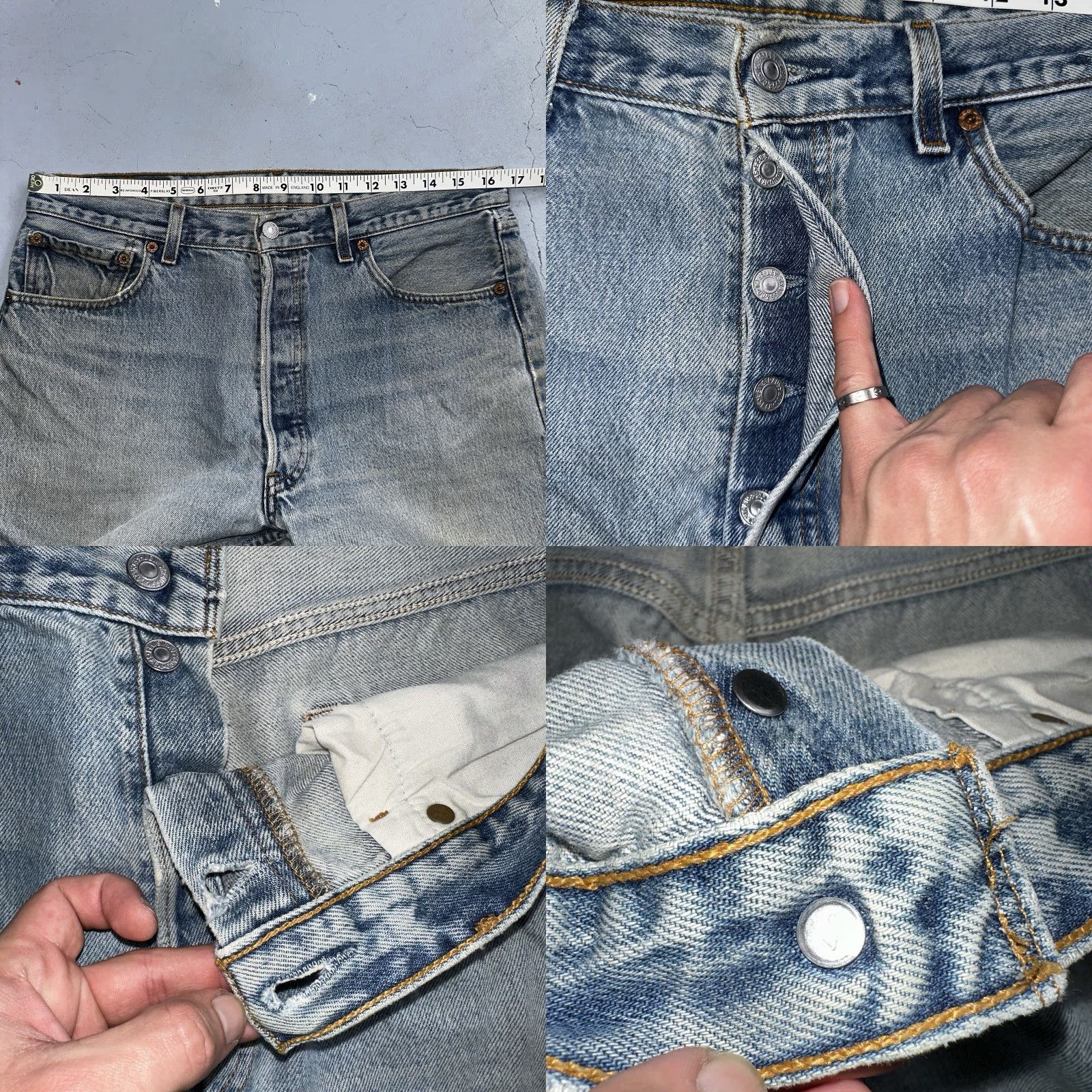Levi's VINTAGE Levi's 501 Jeans Mens 34x32 Blue Light Wash Straight 90s 34 32 Regular Denim Cotton Button Closure 501 Series Size US 34 / EU 50 - 8 Thumbnail