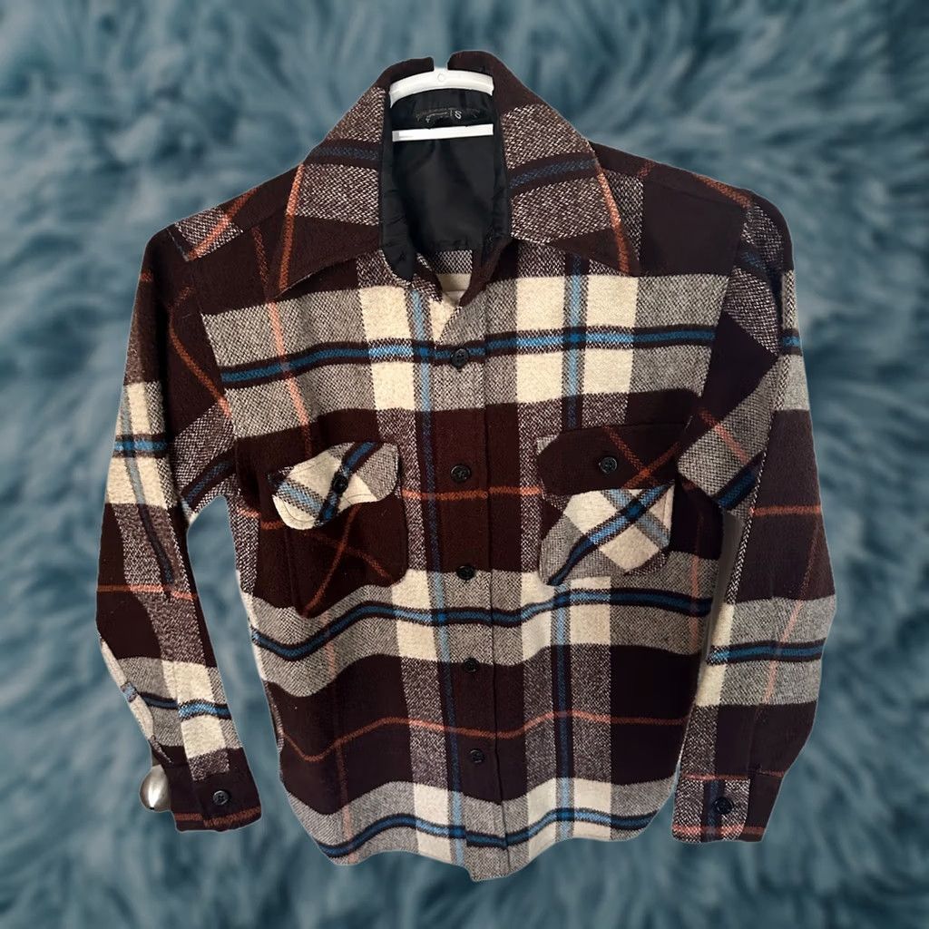 JCPenney VINTAGE JCPenney Shirt Mens Sz Small 70s Brown Wool Plaid Board Grunge Outdoor Size US S / EU 44-46 / 1 - 1 Thumbnail