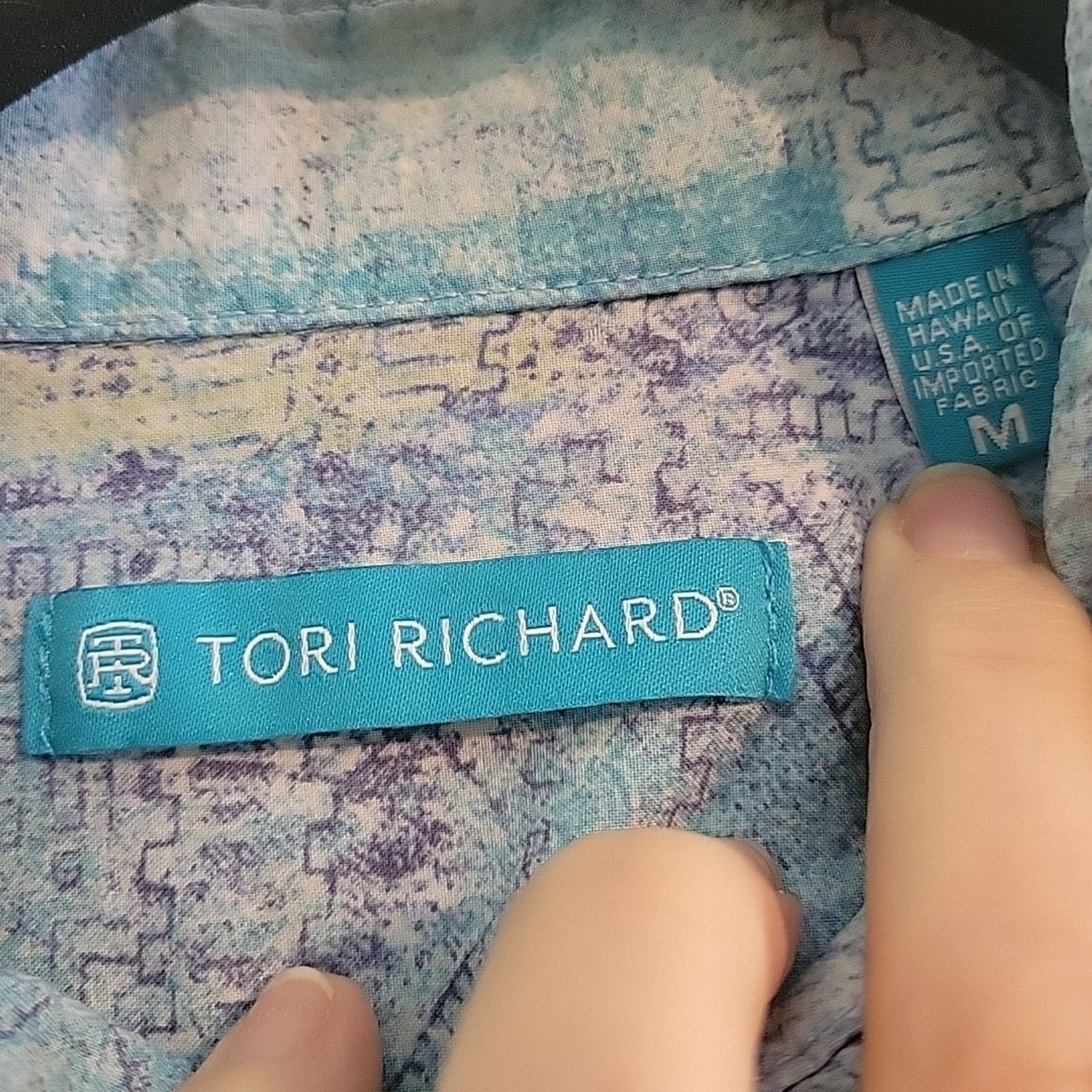 Tori Richard Tori Richard Medium Blue Aloha Hawaiian Pearl Buttons Cotton Size US M / EU 48-50 / 2 - 2 Thumbnail