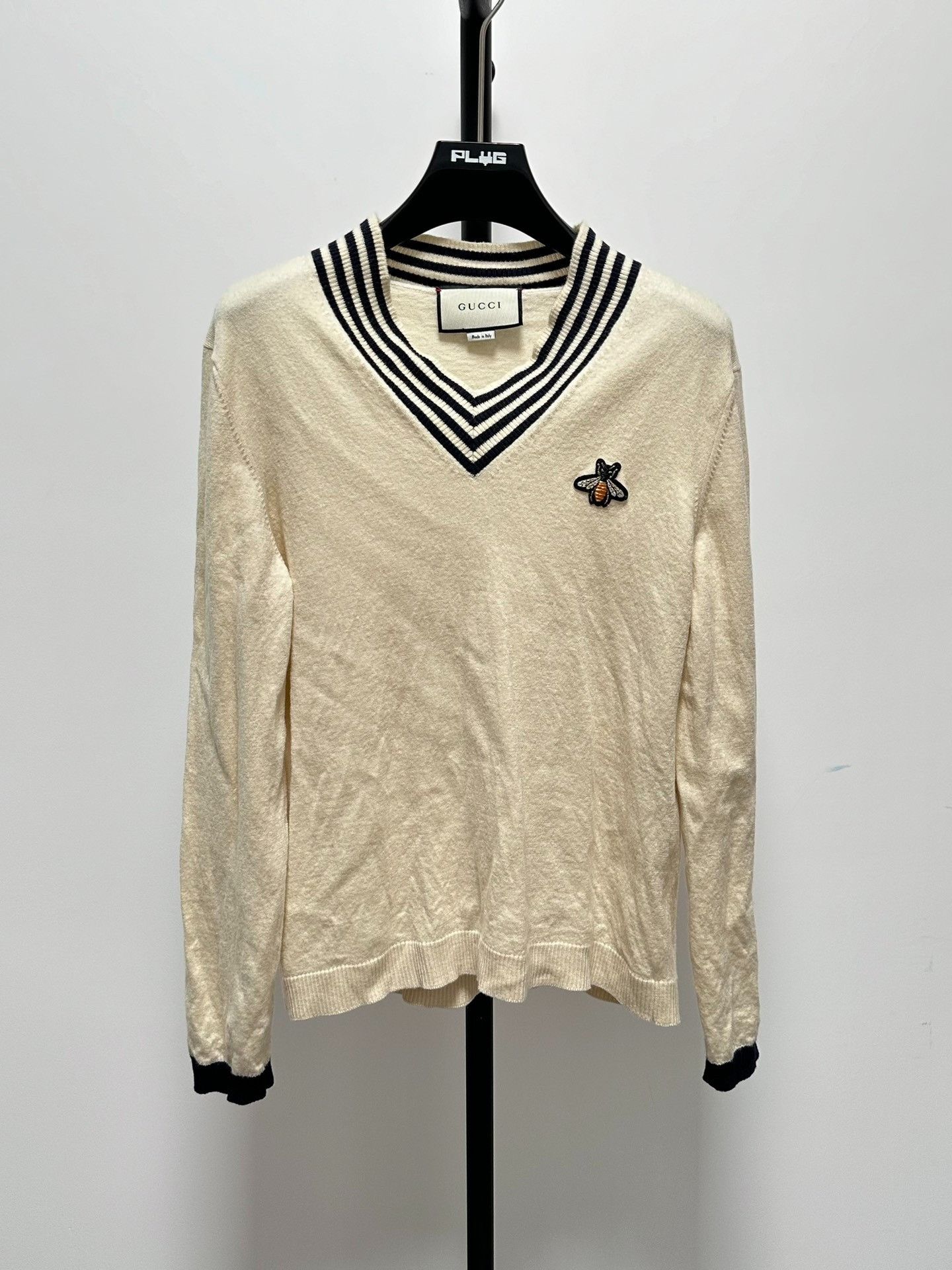Gucci Gucci Little Bee Embroidery College Style Thin Sweater Size US L / EU 52-54 / 3 - 1 Thumbnail