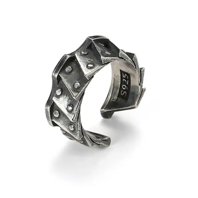 Jewelry × Vintage Retro Machine Gear Pattern Index Finger Opening Size Ring Size ONE SIZE - 1 Thumbnail