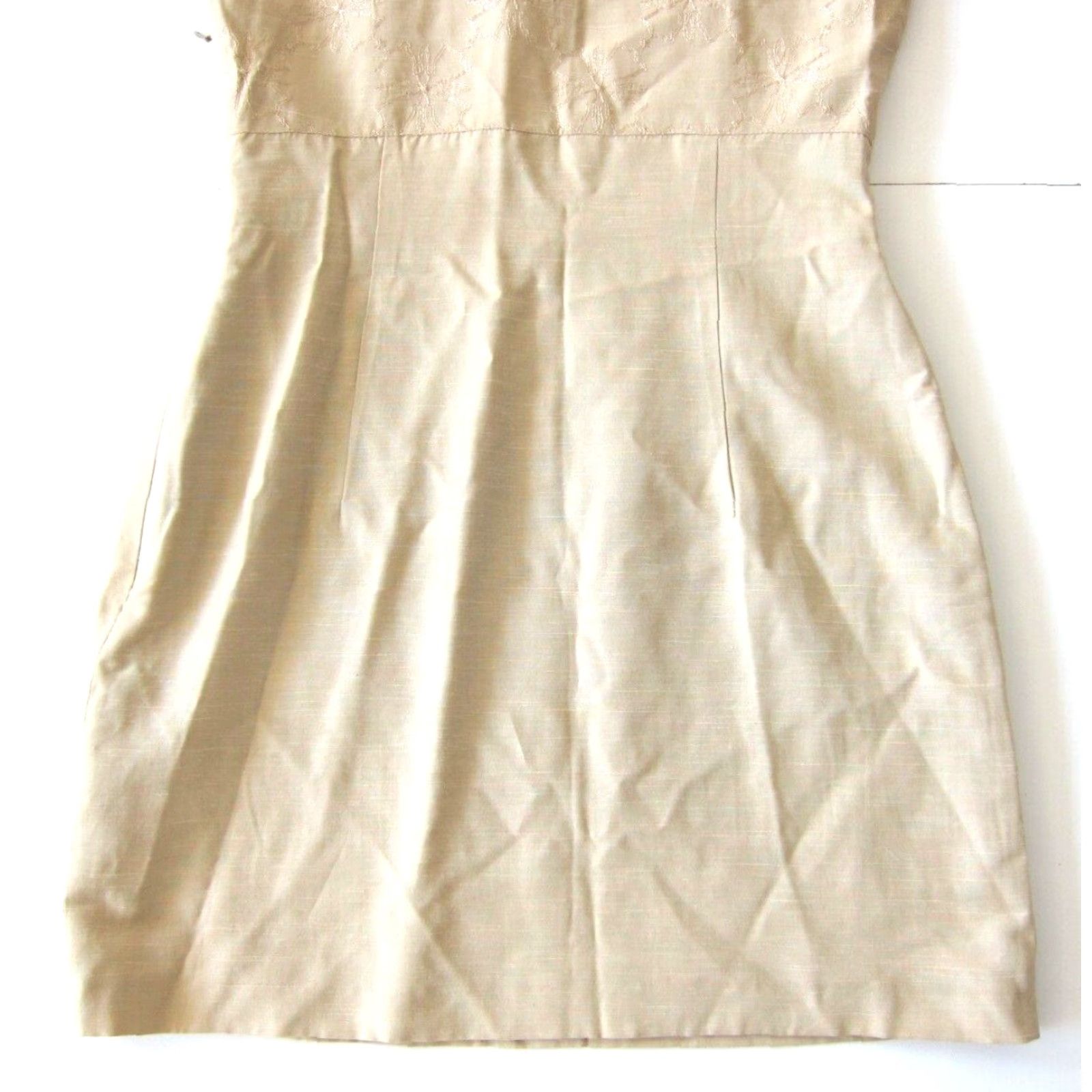 Express VINTAGE Expresso Brown Beige Rayon Embroidered Short Sheath Tank Sun Dress S-M Size 32" / US 10 / IT 46 - 6 Thumbnail
