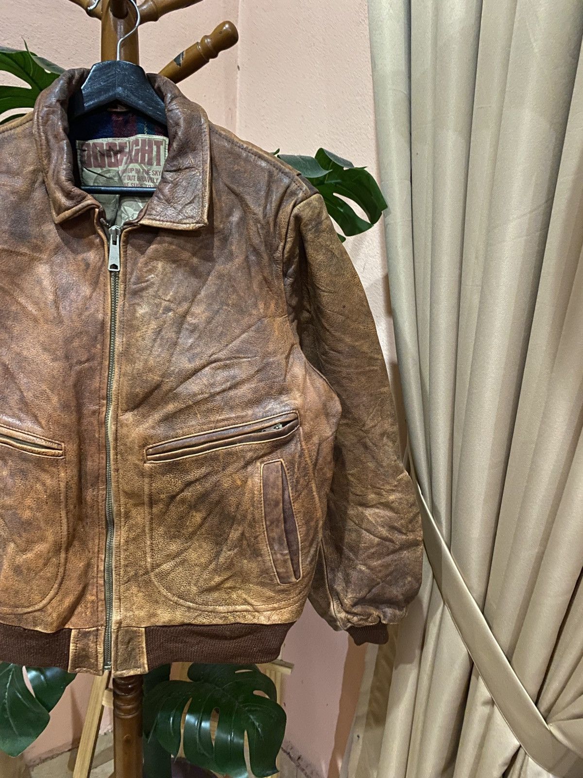 Other DOGFIGHT Distressed Leather Bomber Jacket Old Flight Style Size US L / EU 52-54 / 3 - 4 Thumbnail