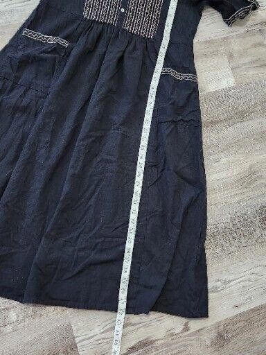 Designer Ethnicity Dress Medium Black Embroidered Short Sleeve Indian Size M / US 6-8 / IT 42-44 - 6 Thumbnail