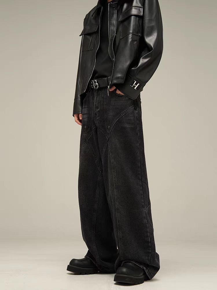 Japanese Brand × Jean Street washed cool design wide leg jeans Size US 30 / EU 46 - 1 Thumbnail