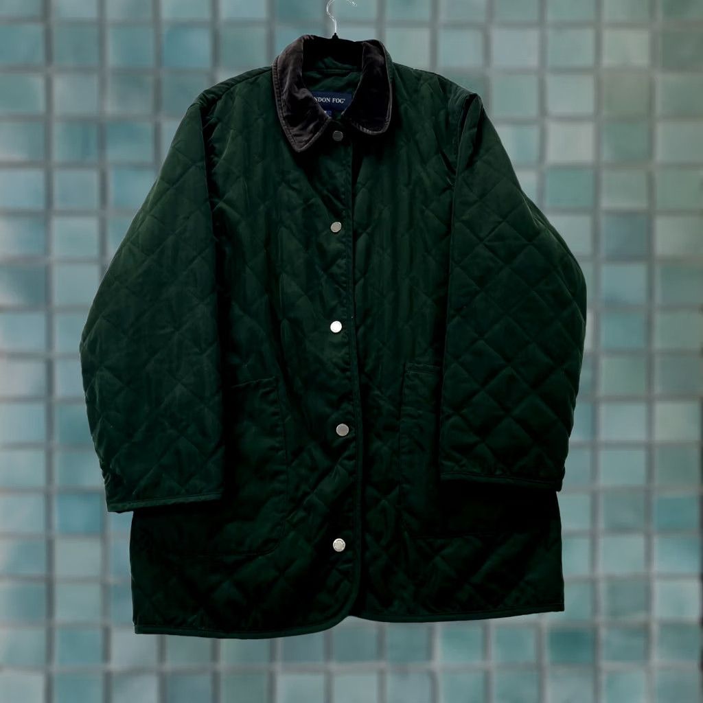 London Fog London Fog Jacket Womens Medium Green Quilted Barn Coat Lined Snap Front Size M / US 6-8 / IT 42-44 - 1 Thumbnail