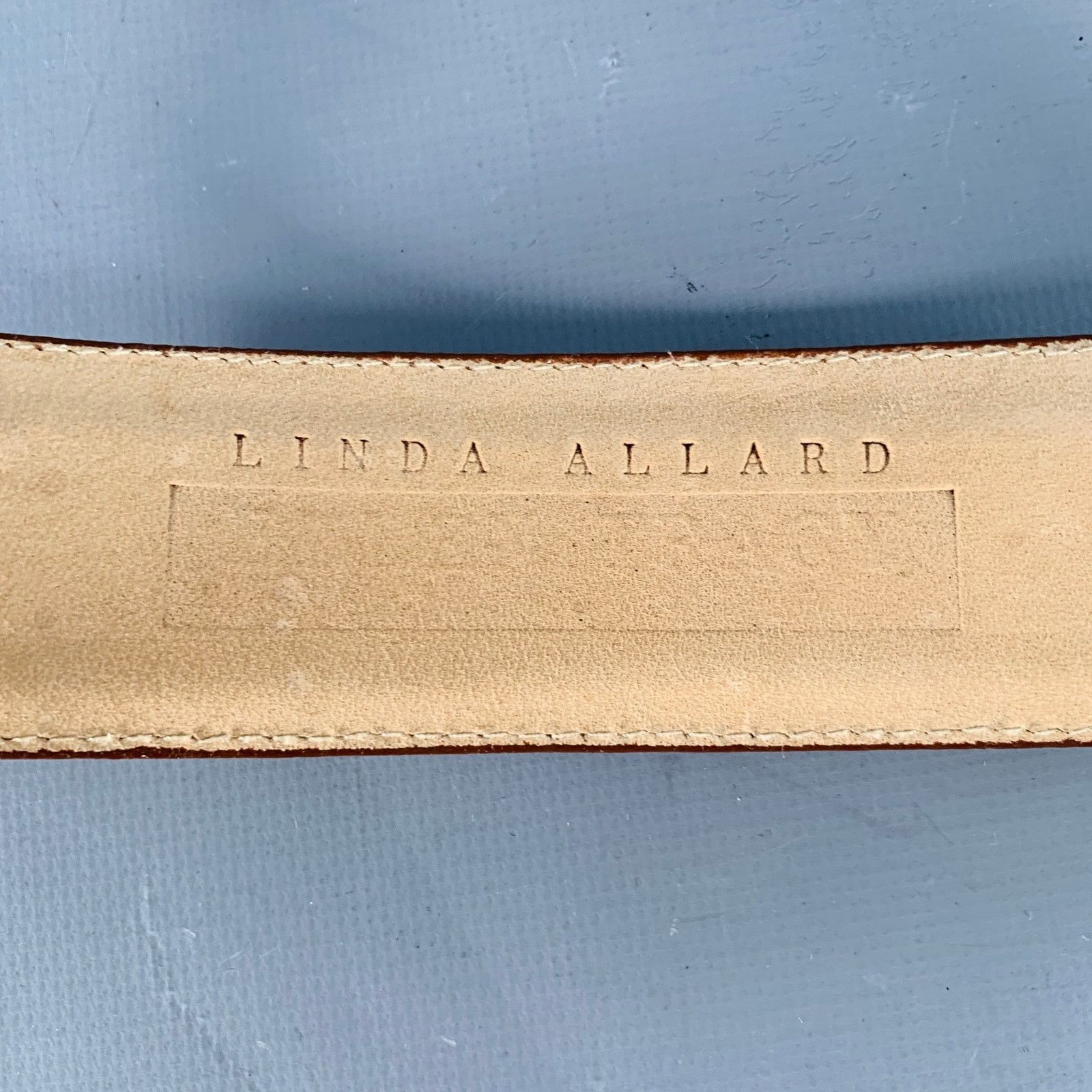 Ellen Tracy LINDA ALLARD Brown Cognac Lizard Leather Covered Buckle Belt Size ONE SIZE - 6 Thumbnail