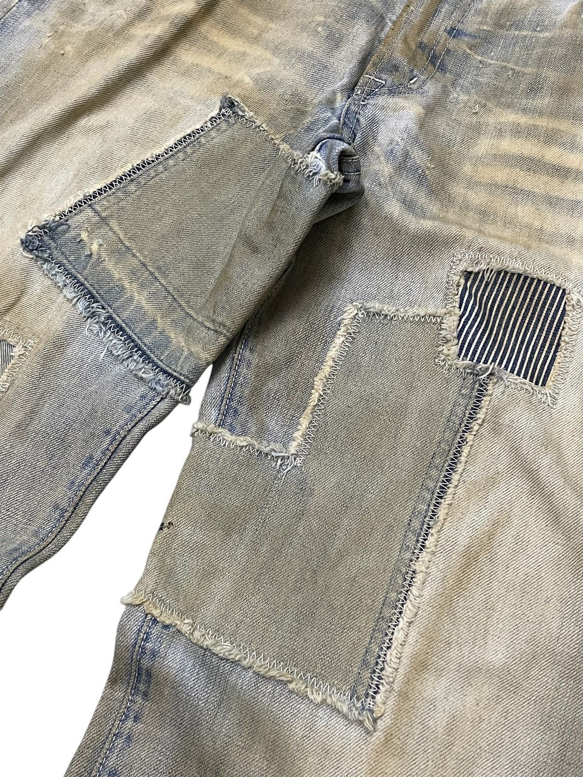 GOSTAR DE FUGA × Hysteric Glamour × Junya Watanabe 6RageBlue Japan Patchwork Distressed Muddy Wash Jeans Size US 34 / EU 50 - 8 Thumbnail