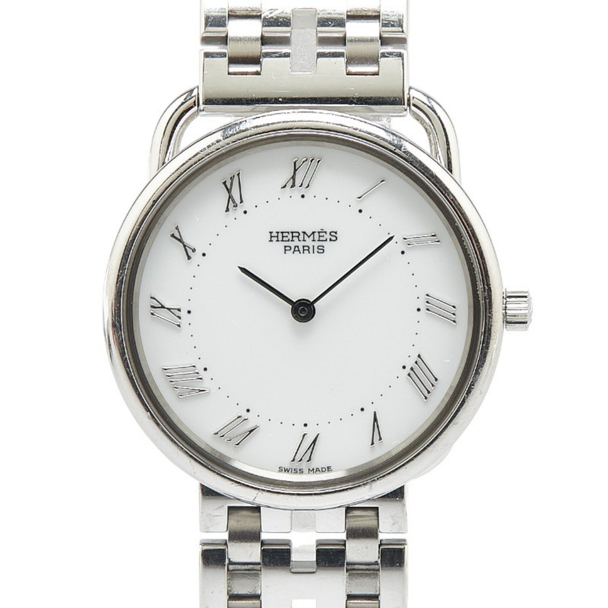 Hermes Arceau Watch Quartz White Dial Stainless Steel Women's Hermes