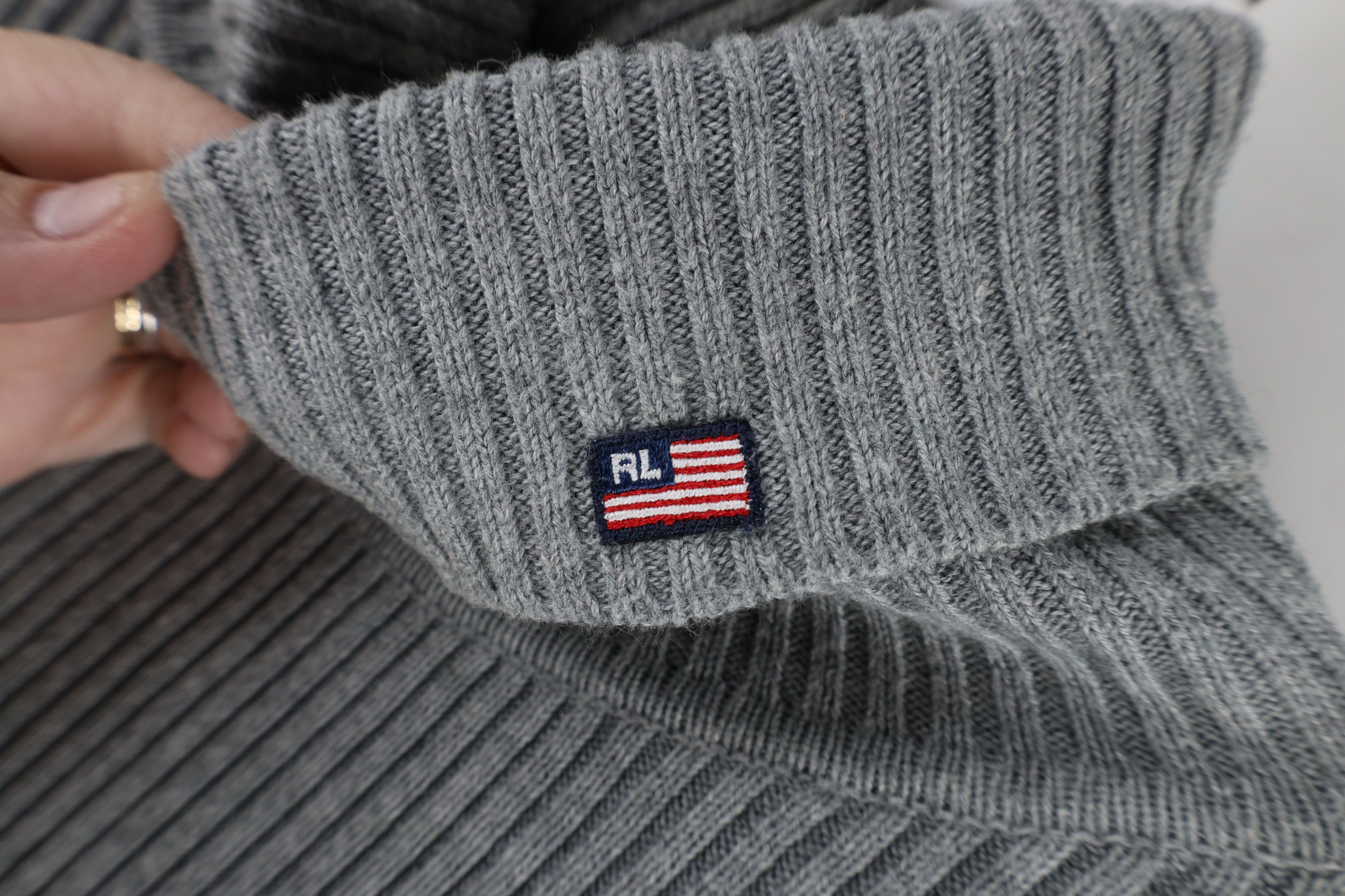 Ralph Lauren × Vintage Vintage 90s Ralph Lauren Ribbed Knit Turtleneck Sweater Gray Size US XL / EU 56 / 4 - 4 Thumbnail