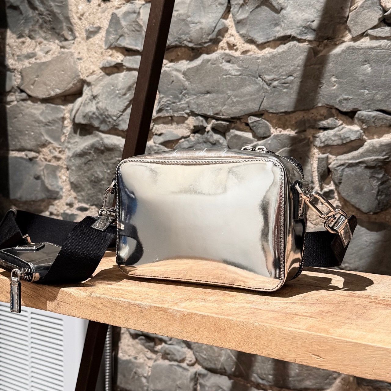 Prada Prada Metallic Silver Chrome Spazzolato Brique Crossbody Bag Size ONE SIZE - 7 Thumbnail