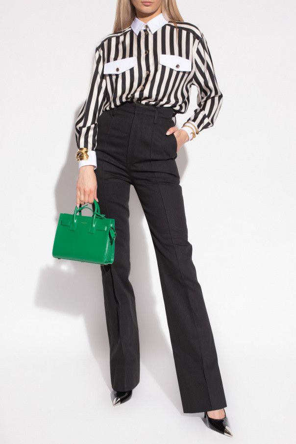 Saint Laurent Paris o1s1wg111024 Striped Button Down Shirt in Black/White Size S / US 4 / IT 40 - 2 Thumbnail