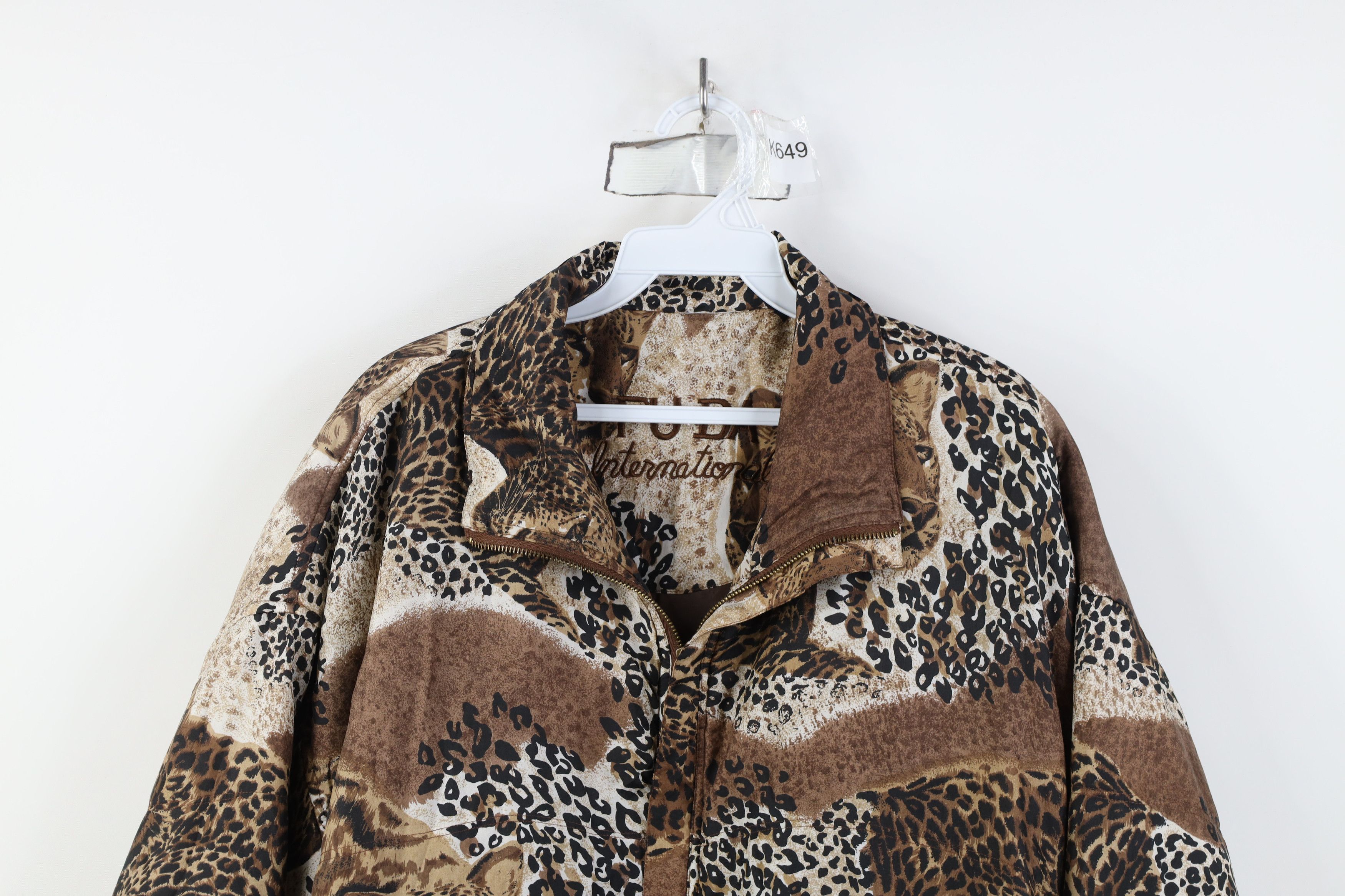 Vintage Vintage 90s Streetwear Leopard Full Zip Silk Bomber Jacket Size 3XL / US 20-22 - 2 Thumbnail