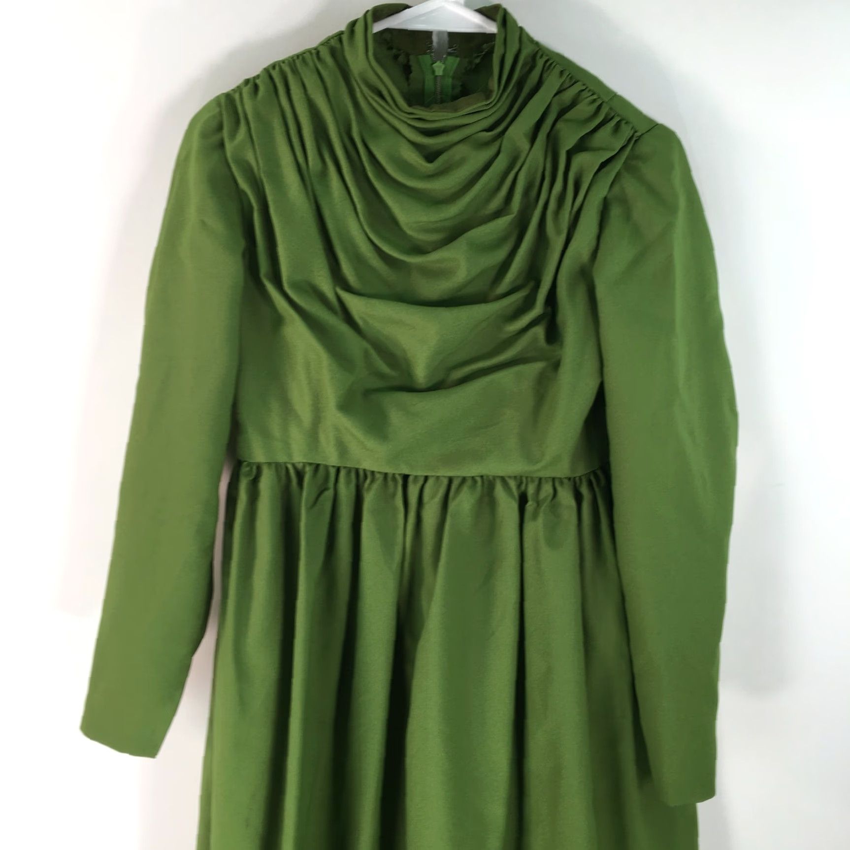 Olive VTG Unbranded Womens MaryLou Handmade Draped Neck Olive Green Gown Dress Size Large MaryLou VTG Size 4XL / US 24-26 - 3 Thumbnail