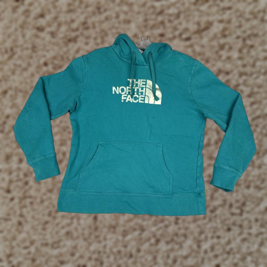 The North Face The North Face Hoodie Womens Large Green Logo Pullover Sweatshirt Jersey Fabric Size L / US 10 / IT 46 - 1 Thumbnail