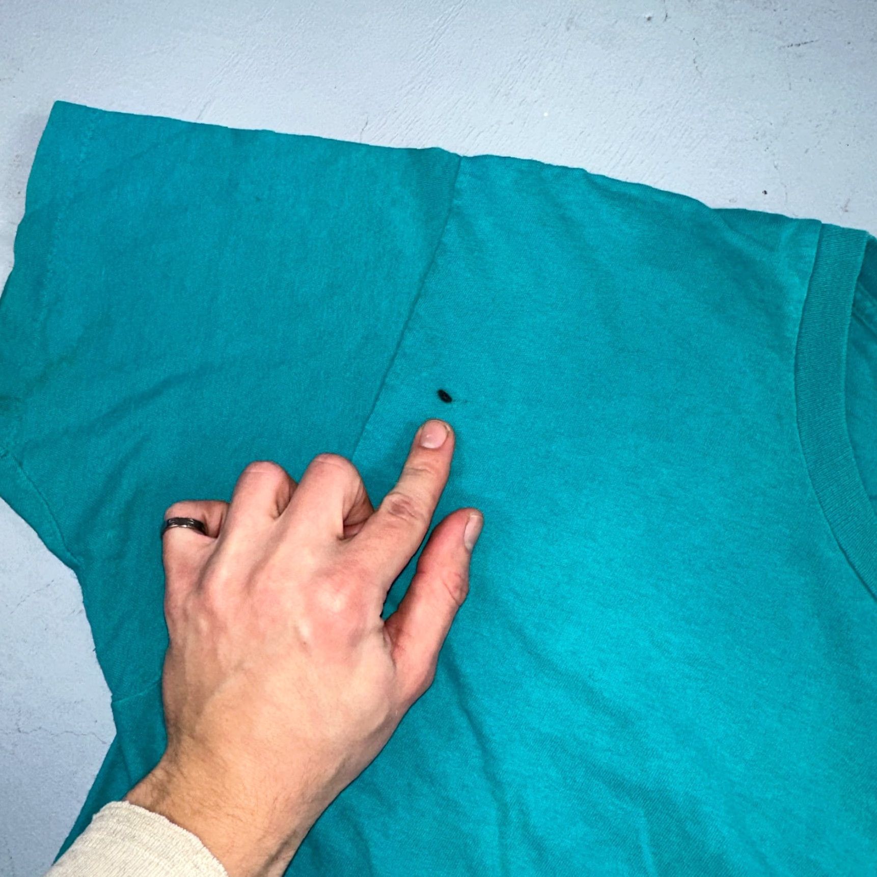 Fruit Of The Loom VINTAGE Fruit of the Loom T Shirt 60s Green Blue Short Sleeve Crew Neck L Mens Size US L / EU 52-54 / 3 - 5 Thumbnail