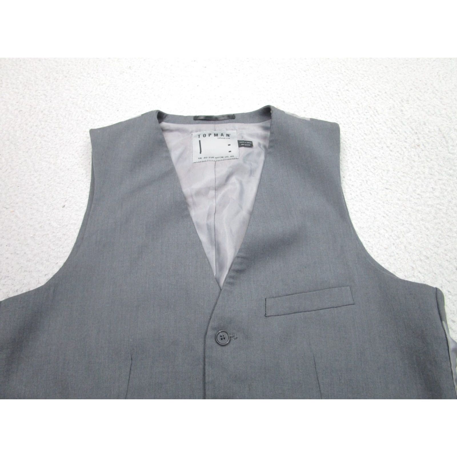 Topman Topman Vest 40 Mens Gray Dress Formal Wedding Suit Vest Type Five-Button Front Tuxedo Style Size US XXS / EU 40 - 2 Thumbnail