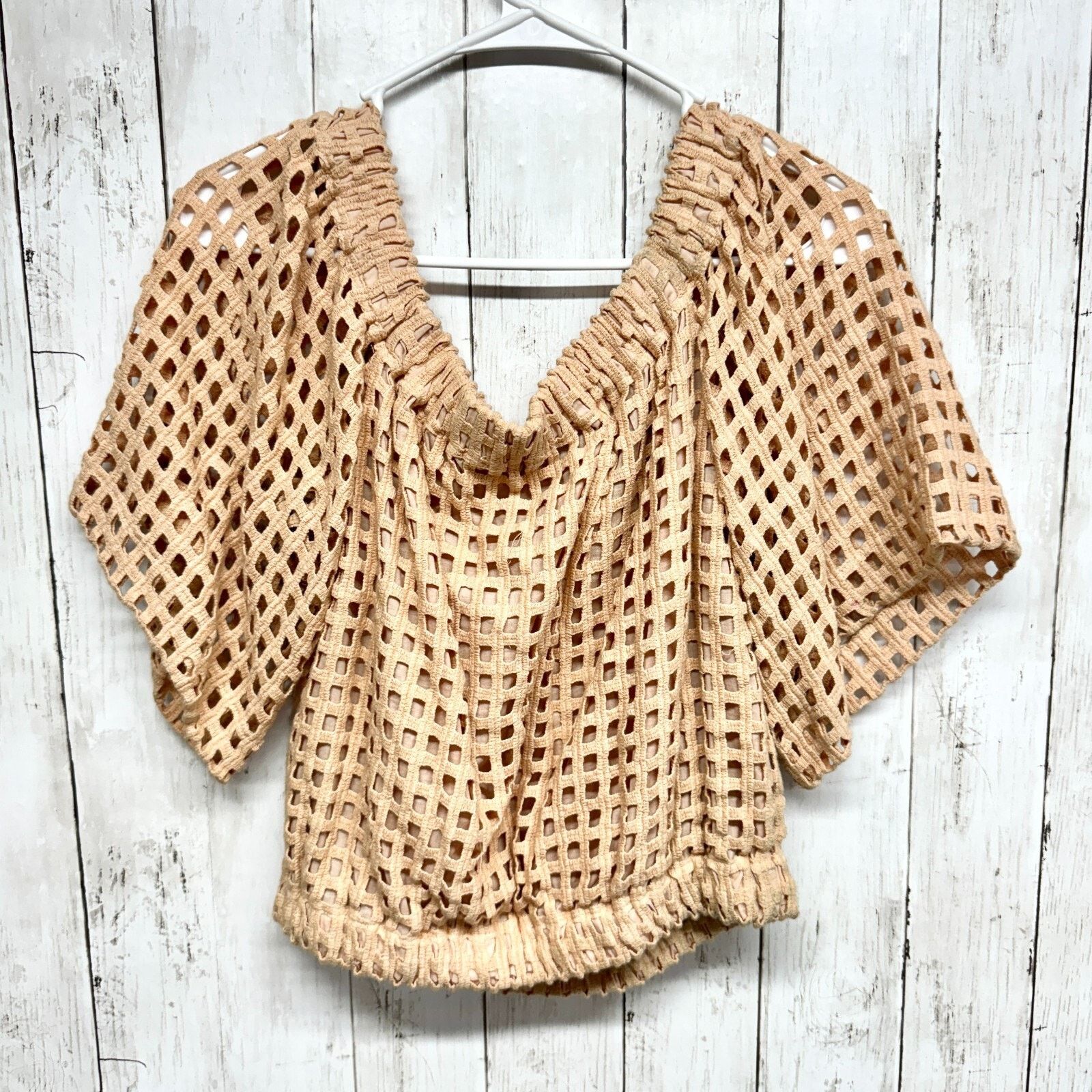 Other Dear Creatures Top Medium Lace Crossover Crochet Crop Blouse Size M / US 6-8 / IT 42-44 - 4 Thumbnail