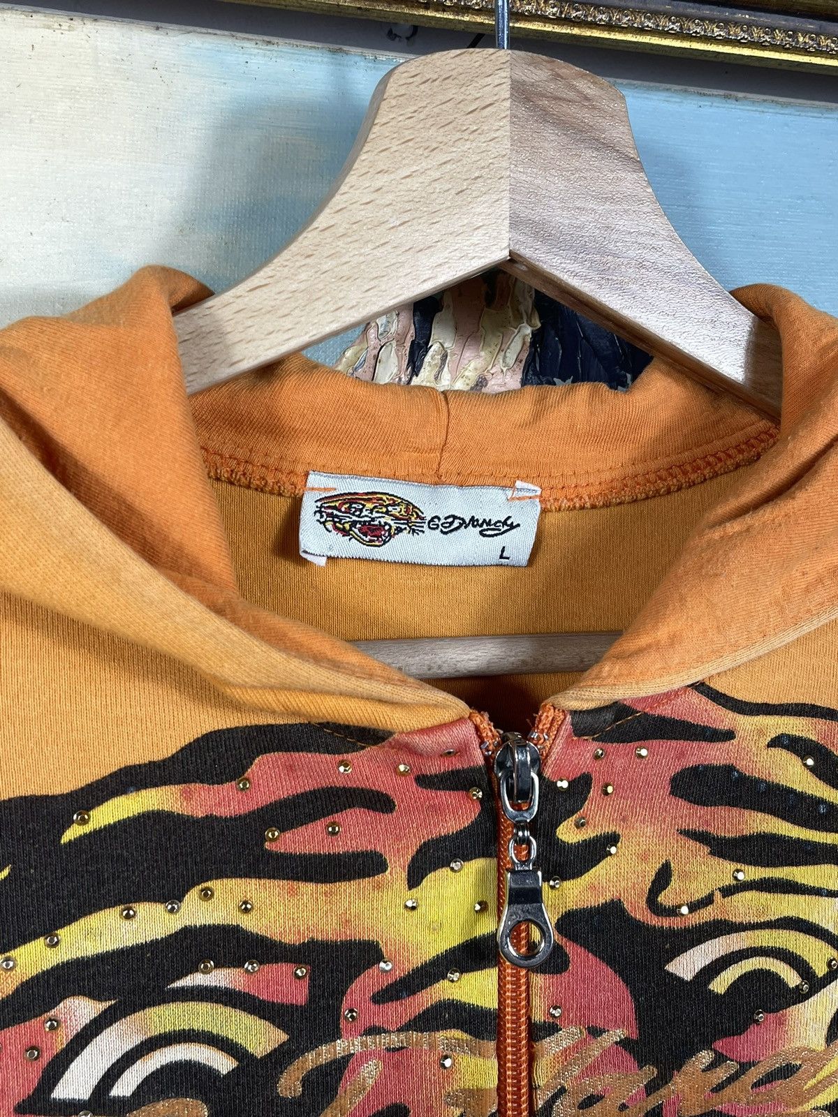 Christian Audigier × Ed Hardy × Vintage Ed Hardy Retro 00s Hoodie With Crystals Affliction Grunge Size US XS / EU 42 / 0 - 5 Thumbnail