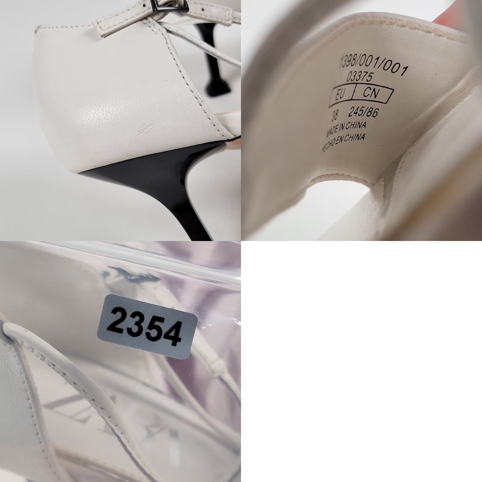 Zara ZARA Heeled Sandals White Leather Kitten Heel Buckle Closure Women US 7 EUR 38 1398/001 Wedding Party Casual Spring Summer Size US 7 / IT 37 - 9 Thumbnail