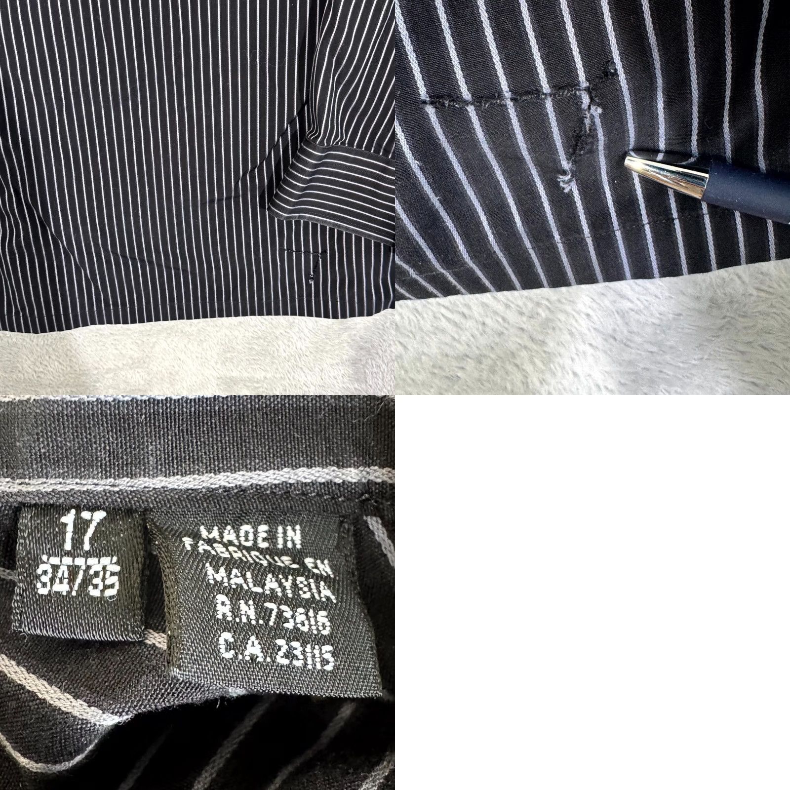 Hugo Boss HUGO BOSS Dress Shirt 17 (34/35 Sleeve) Black Pinstripe Long Sleeve Button-Up Shirt Mens Dress Shirt Size 46R - 9 Thumbnail
